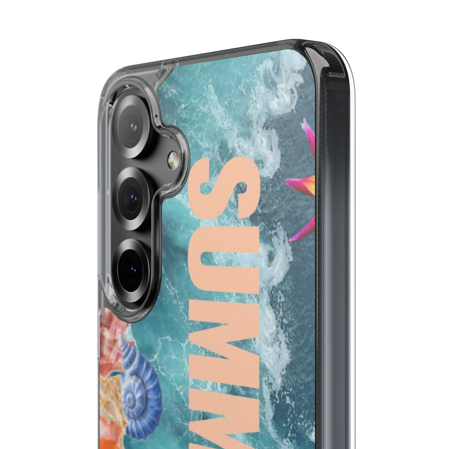 Summer Floral Clear Impact Phone Case — "SUMMER" Tropical Hibiscus Design