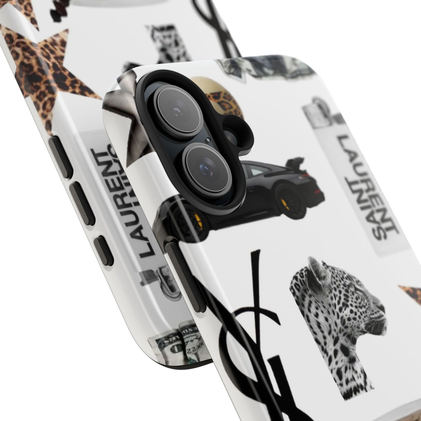 Tough Phone Case — Luxe Fashion Collage with Leopard, Martini & Kiss Print