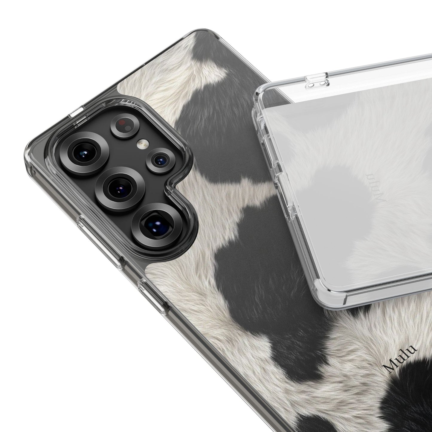 Cow Print Clear Impact Phone Case — Faux Fur Black & White Protection