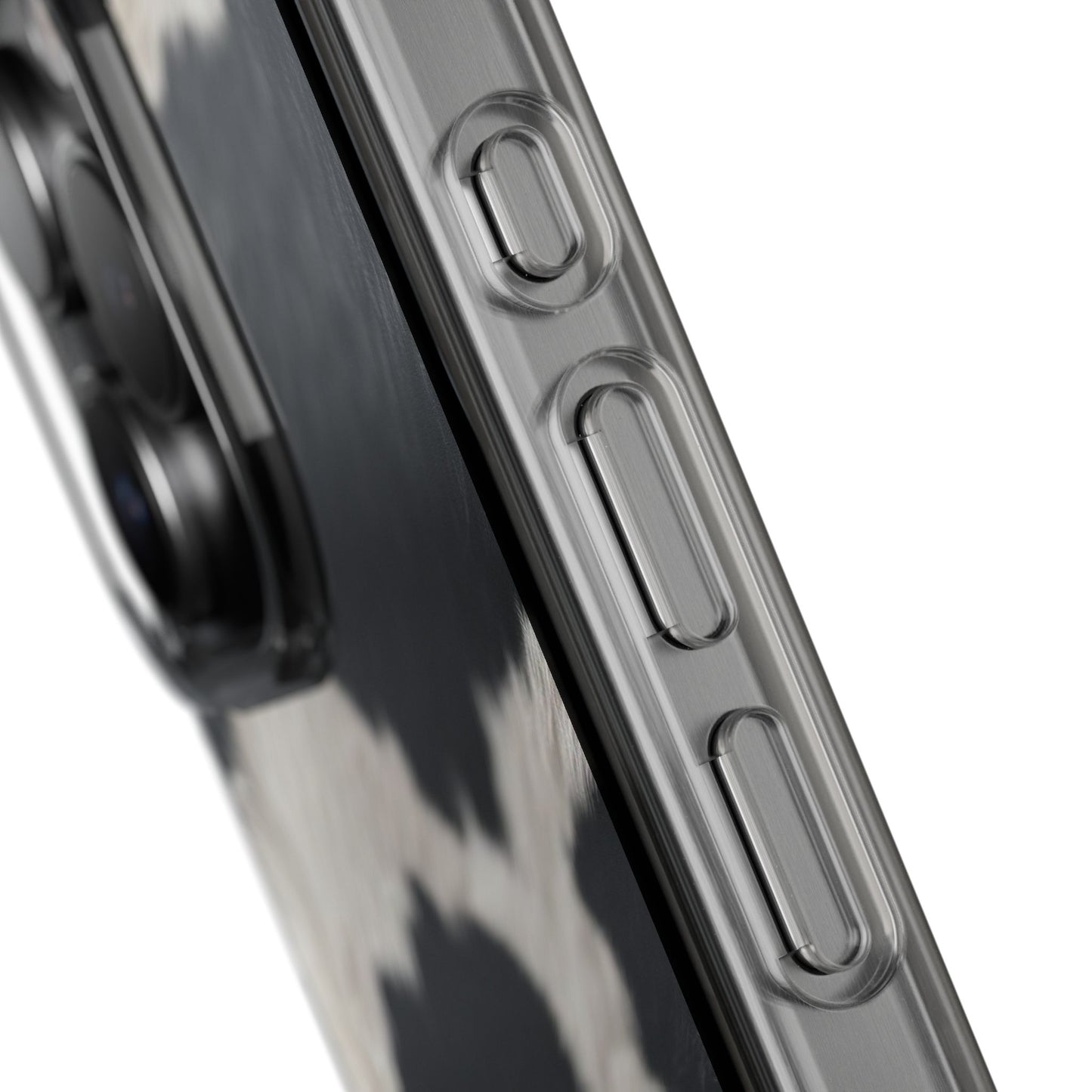 Cow Print Clear Impact Phone Case — Faux Fur Black & White Protection