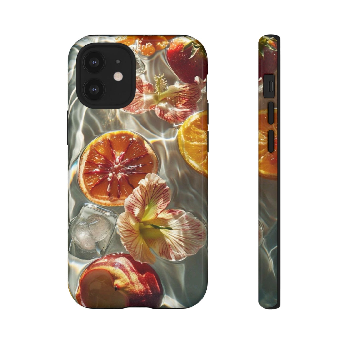 Citrus & Hibiscus Protective Phone Case – Summer Fruit Water Print Tough Case