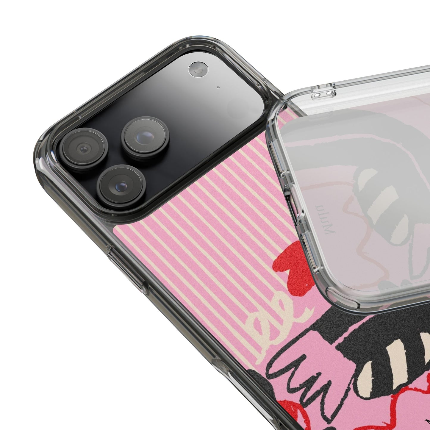 Clear Impact-Resistant Case — Pink Cute Heart Cartoon Design