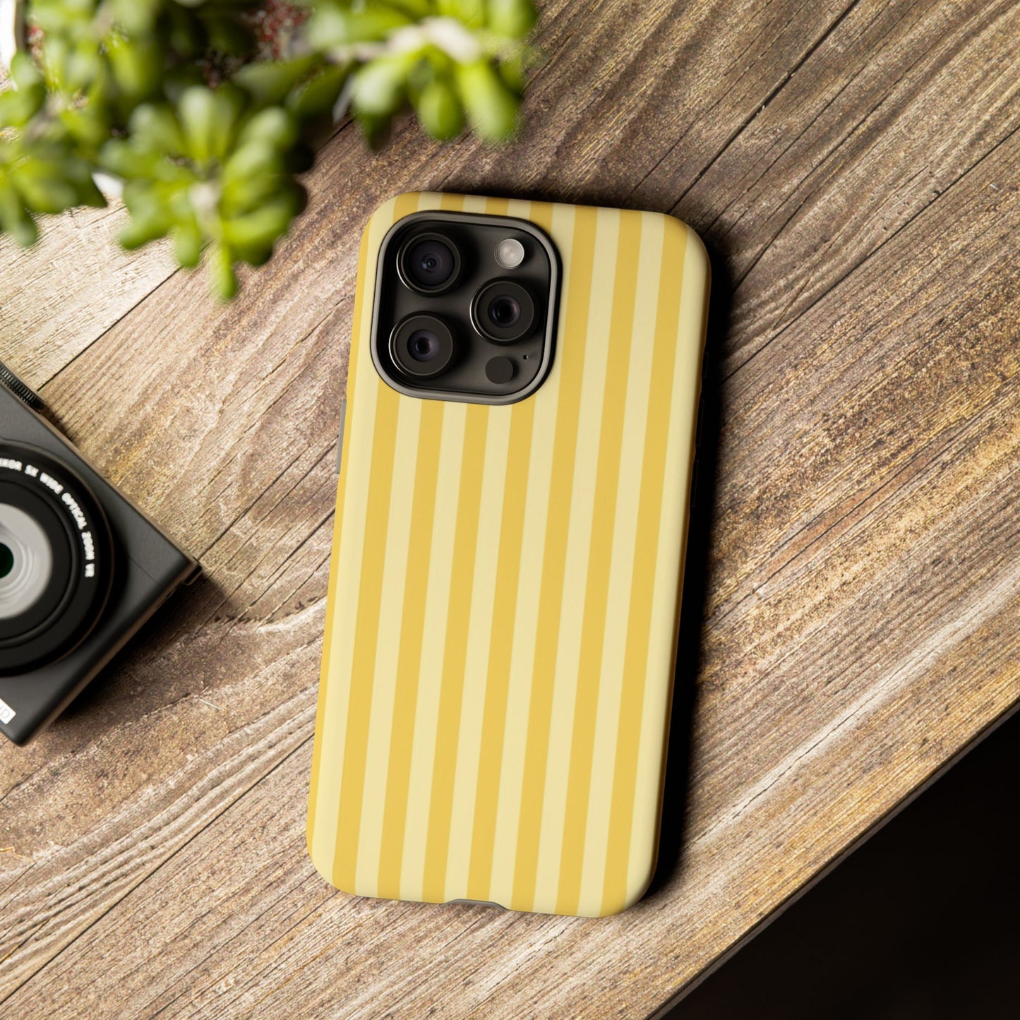 Yellow Stripe Tough Phone Case — Durable Protective iPhone Cover