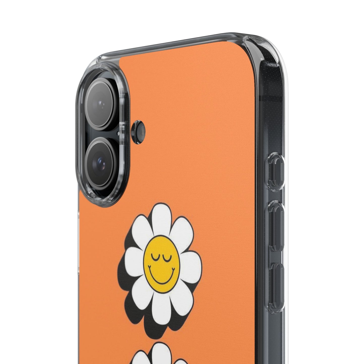 Phone Case — Orange Smiley Daisy Clear Impact‑Resistant Case