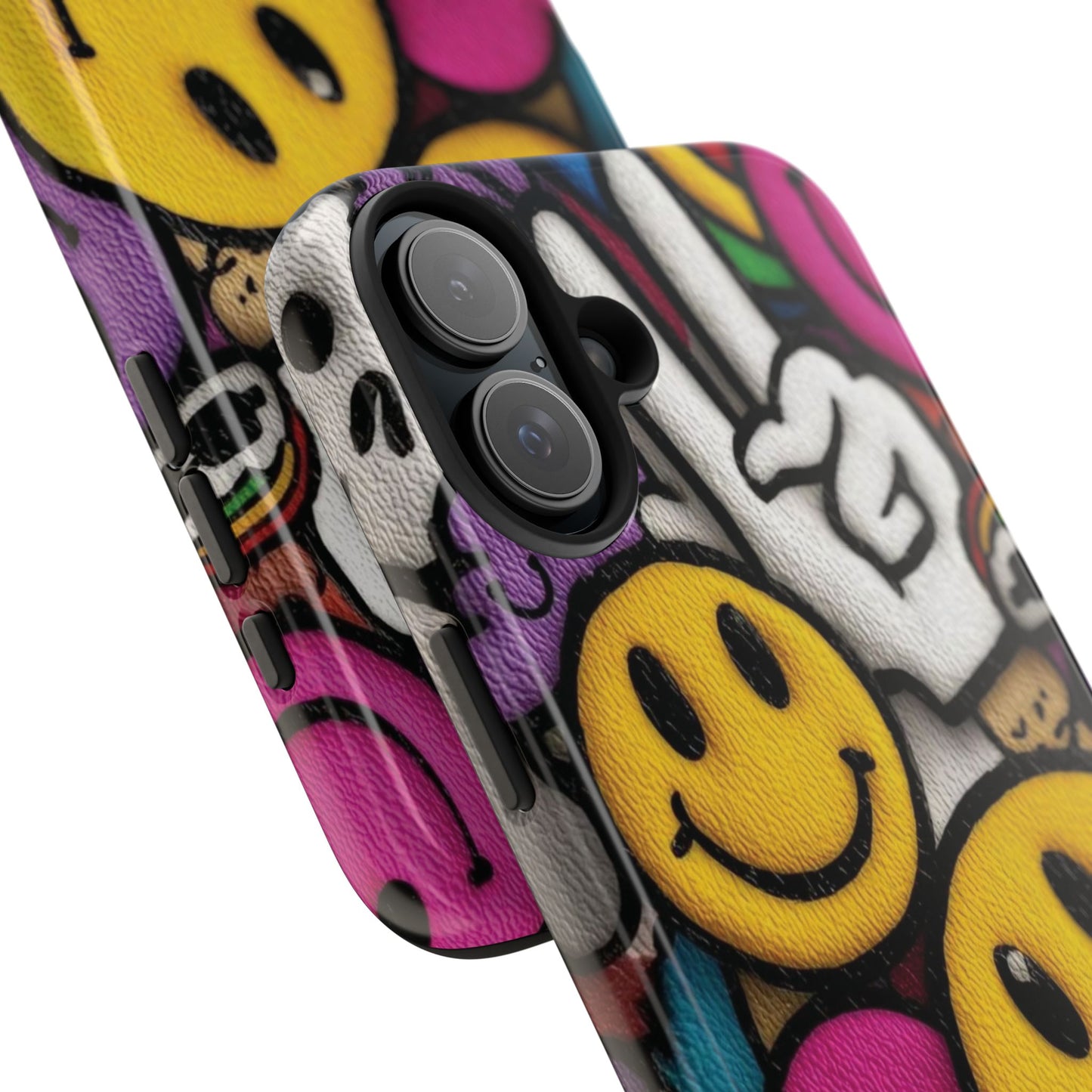Smiley Graffiti Tough Phone Case – Colorful Urban Art Protection