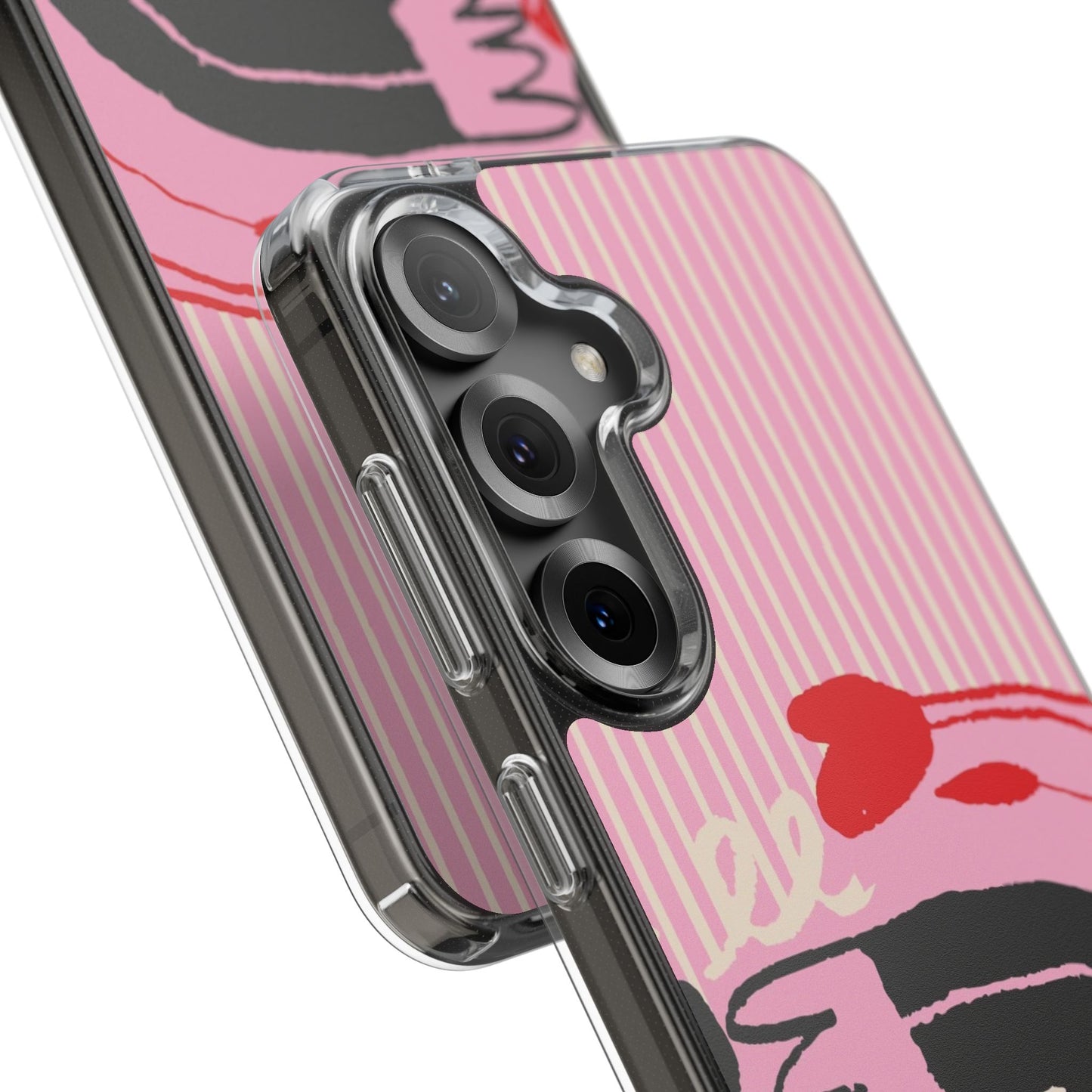 Clear Impact-Resistant Case — Pink Cute Heart Cartoon Design