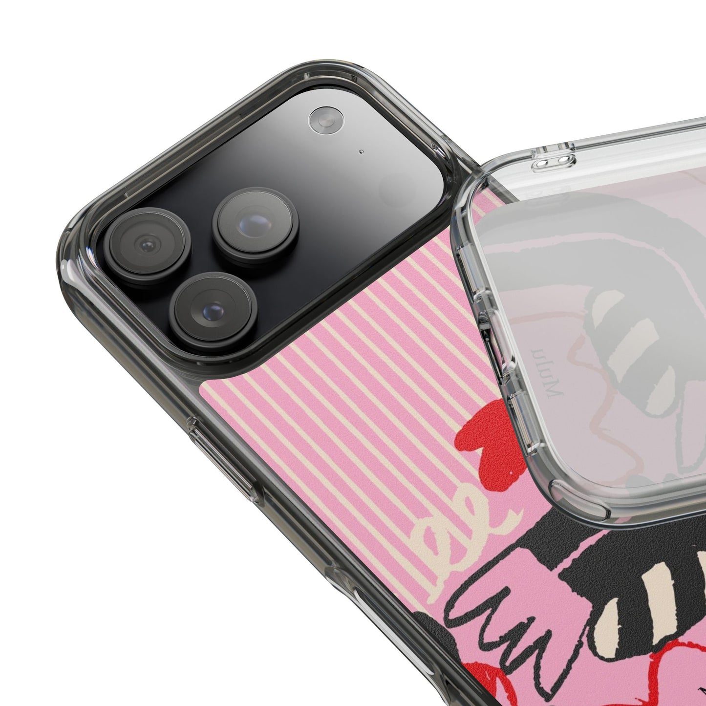 Clear Impact-Resistant Case — Pink Cute Heart Cartoon Design