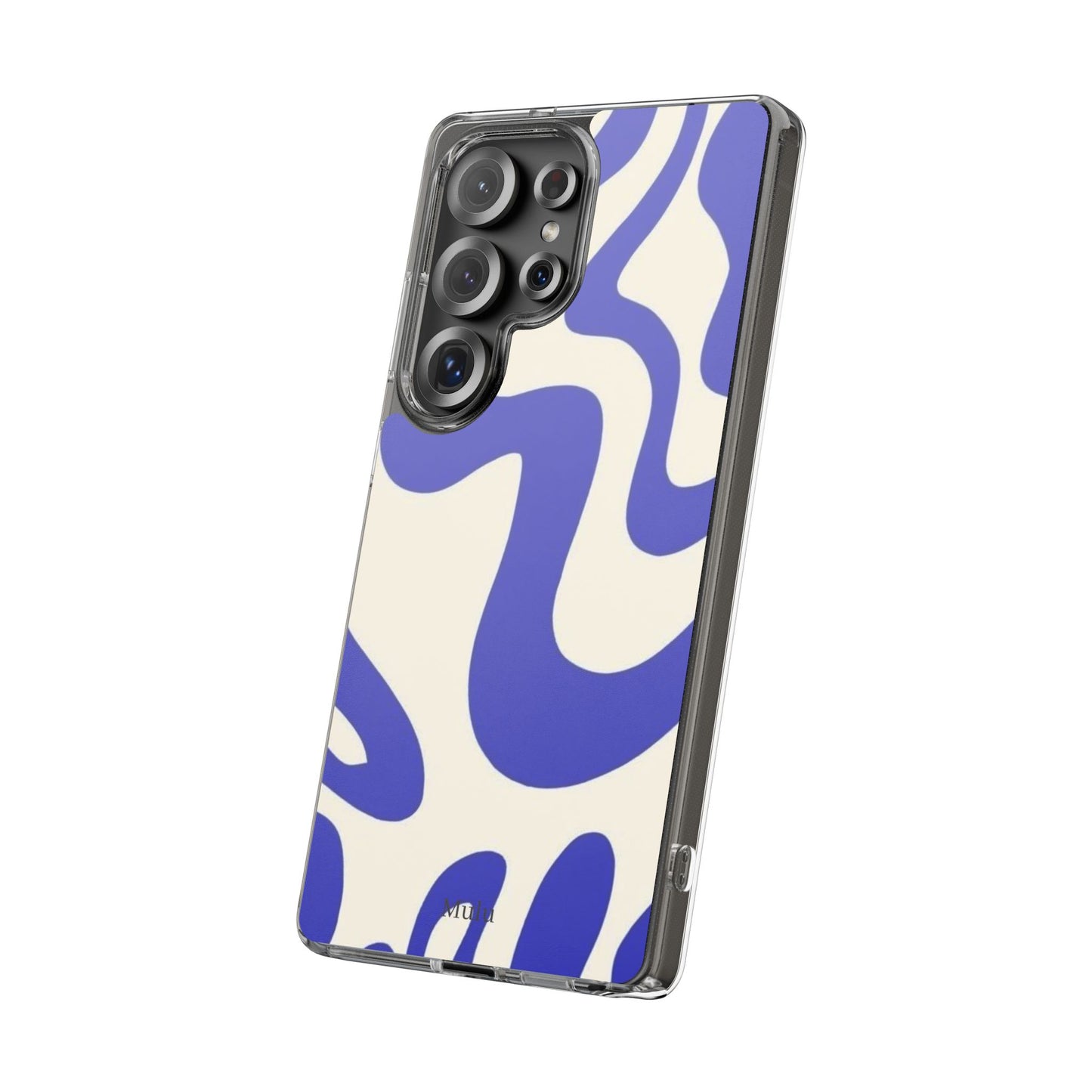 Clear Impact-Resistant Case — Blue Abstract Wavy Pattern