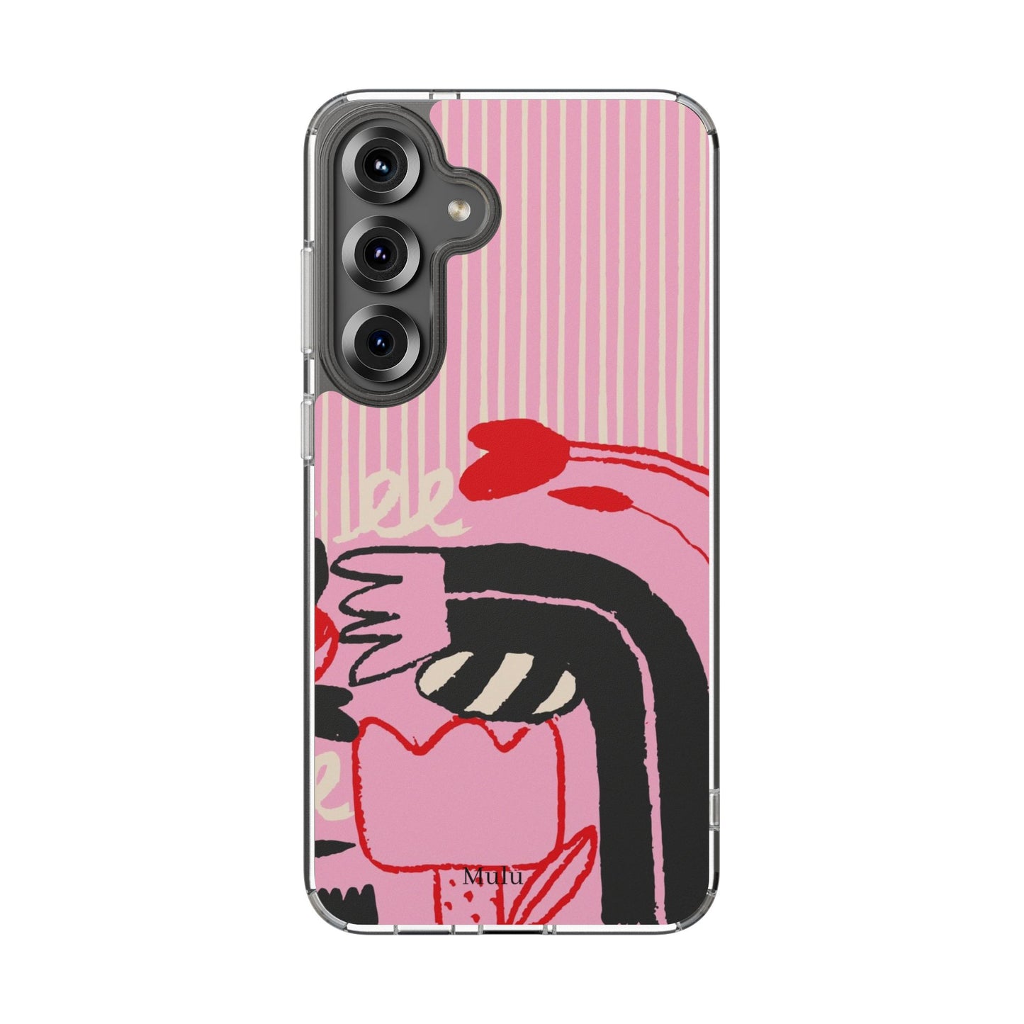 Clear Impact-Resistant Case — Pink Cute Heart Cartoon Design