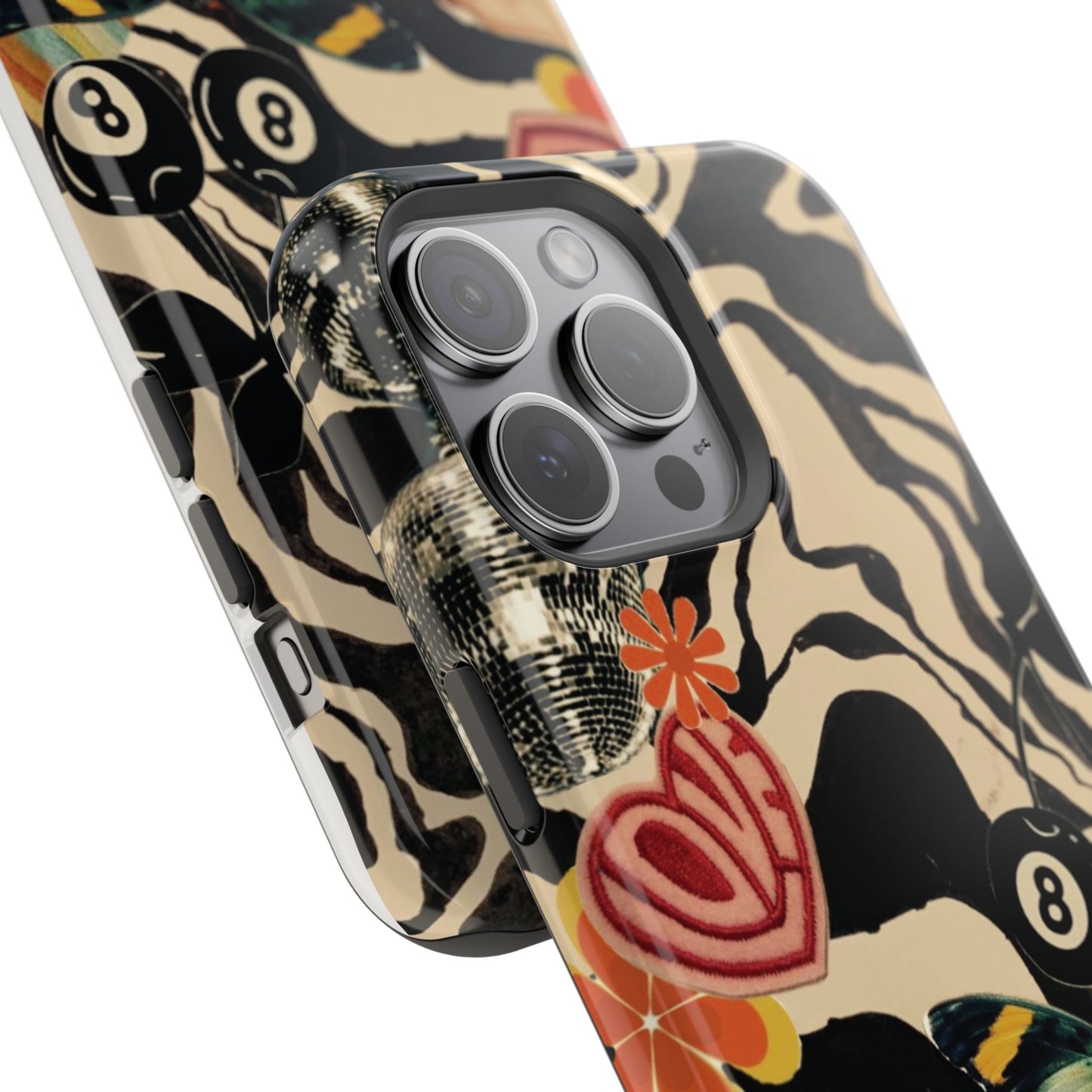 Phone Case — Retro Collage Magnetic Impact-Resistant Case with Butterfly & Zebra Print