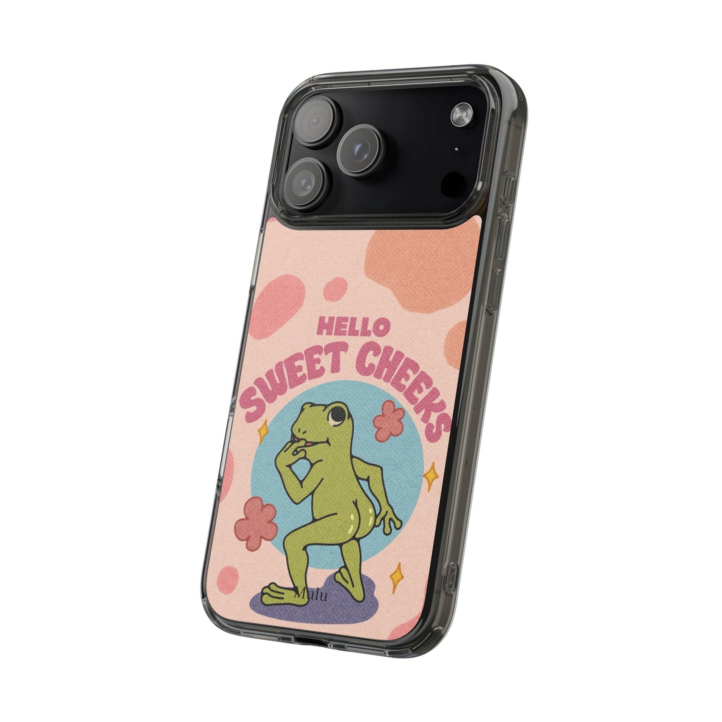 Clear Impact Phone Case — "Hello Sweet Cheeks" Retro Frog Design