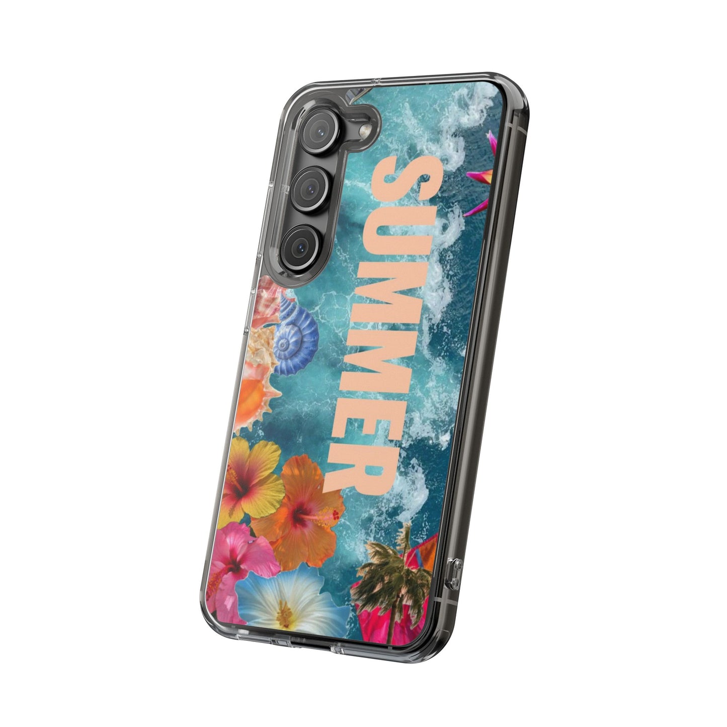 Summer Floral Clear Impact Phone Case — "SUMMER" Tropical Hibiscus Design