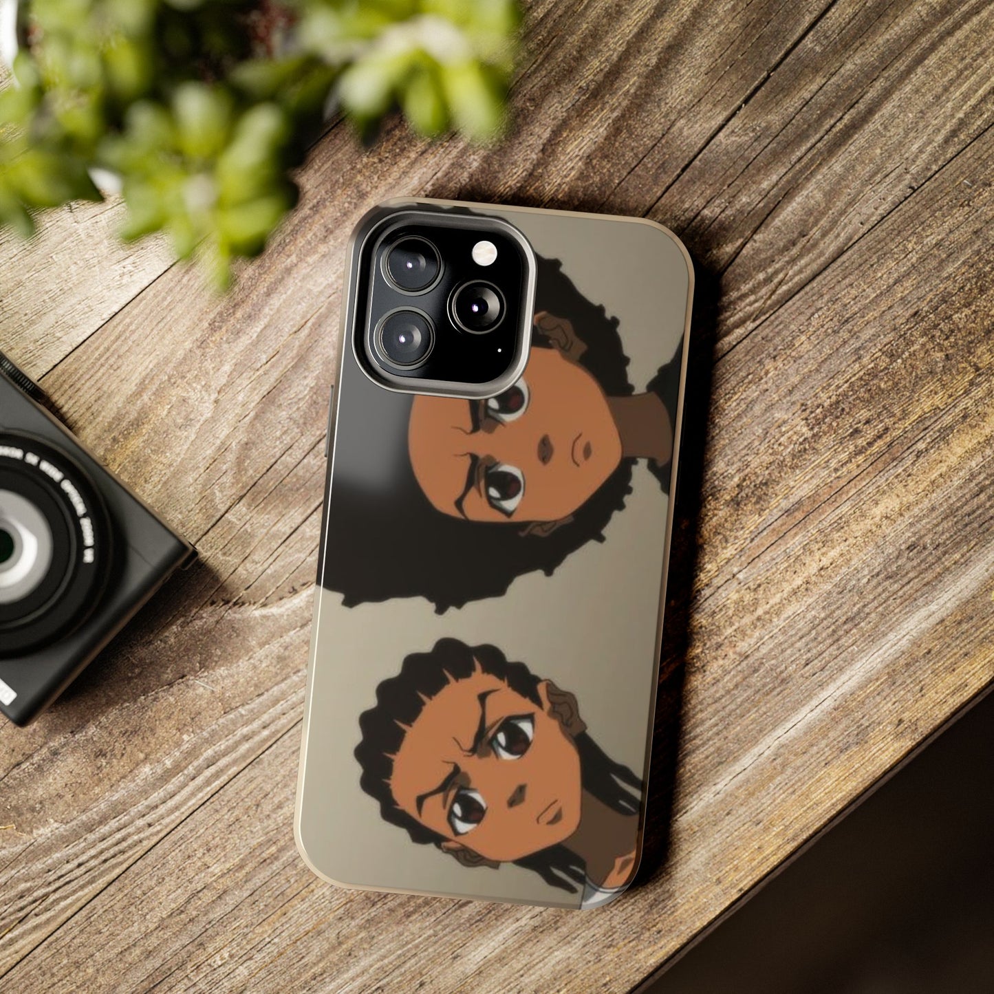 Tough Phone Case — Afro Anime Duo Face Design, Protective Shockproof Cover