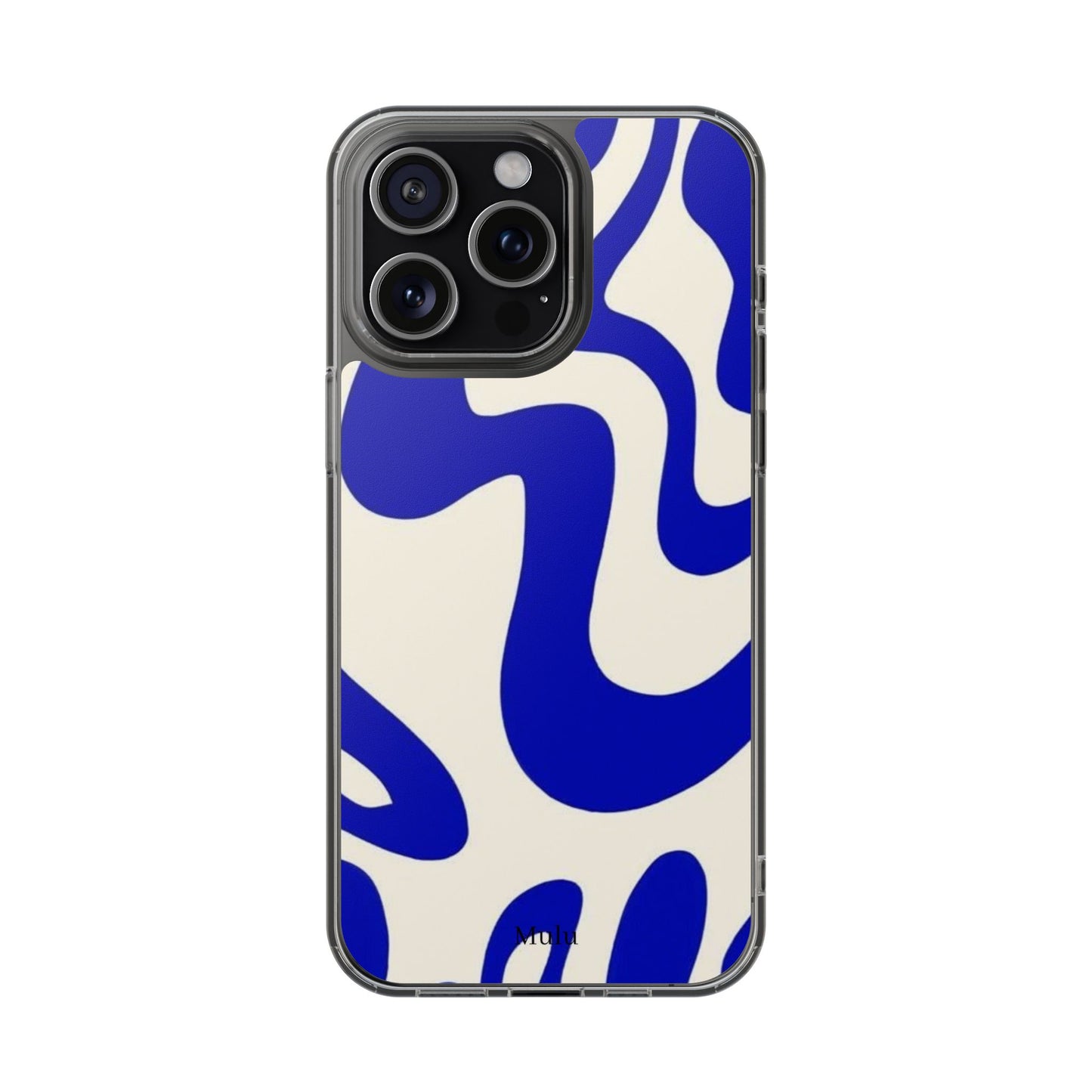 Clear Impact-Resistant Case — Blue Abstract Wavy Pattern