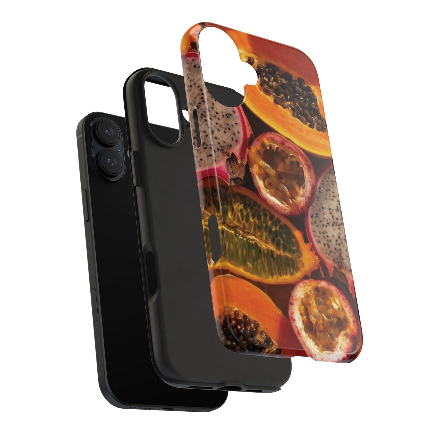 Tropical Fruit Tough Phone Case — Papaya & Dragon Fruit Design