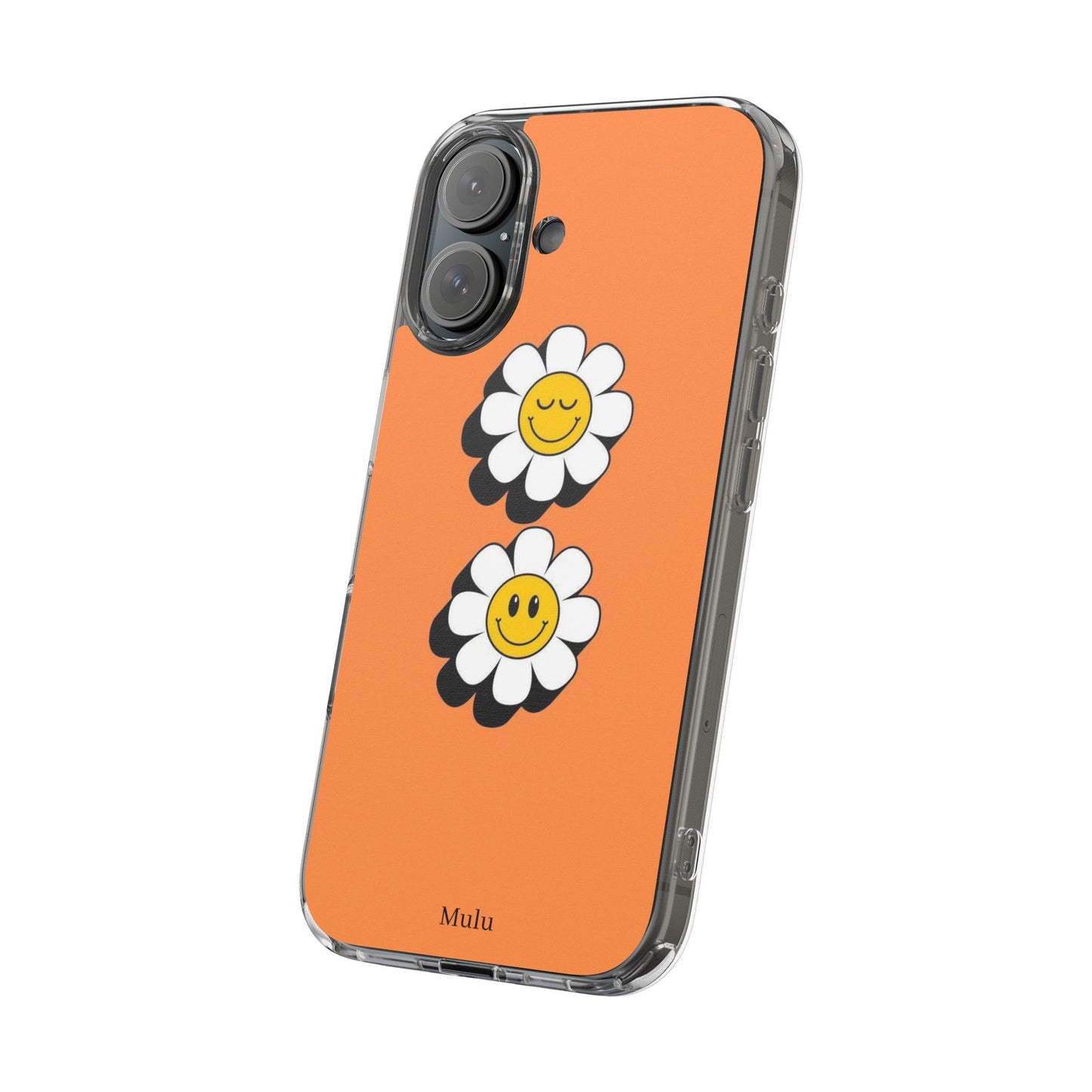 Phone Case — Orange Smiley Daisy Clear Impact‑Resistant Case