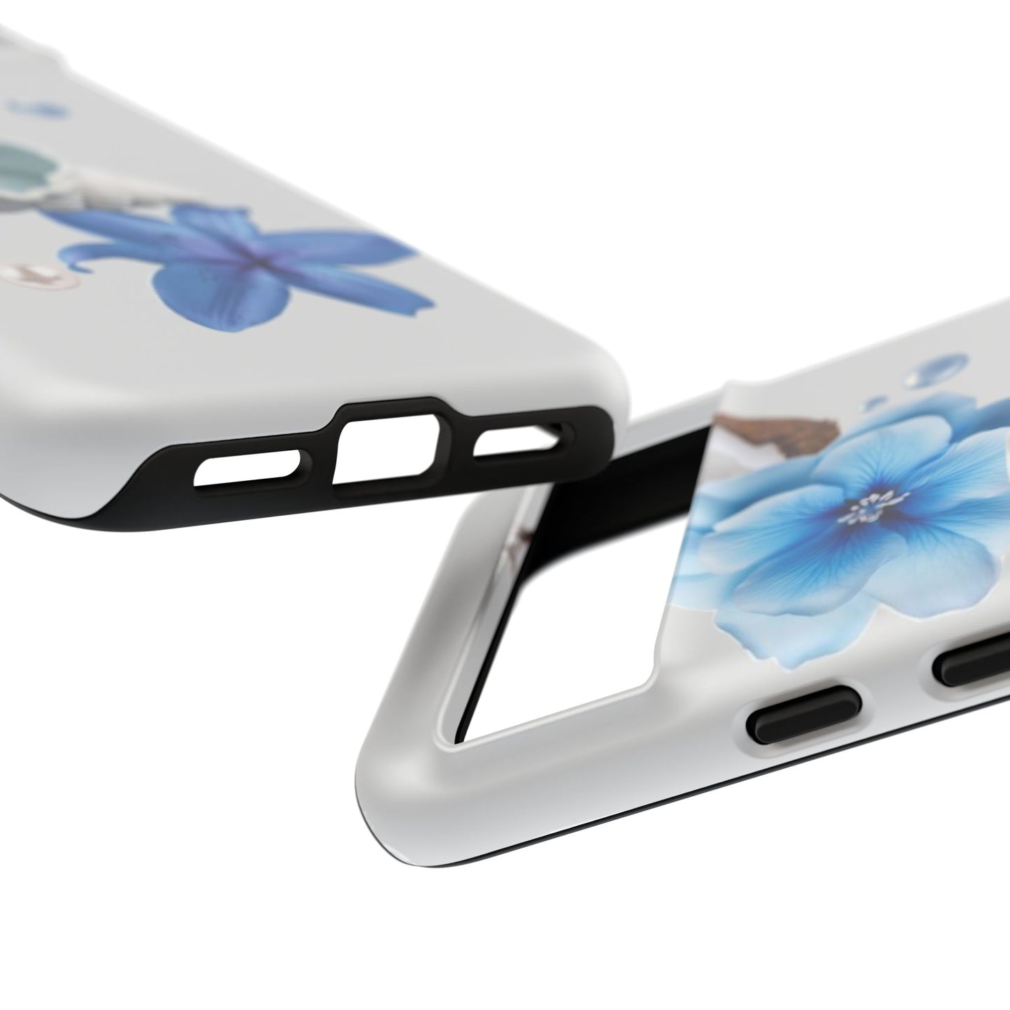 Tropical Blue Floral Phone Case — Coconut, Shell & Starfish Design