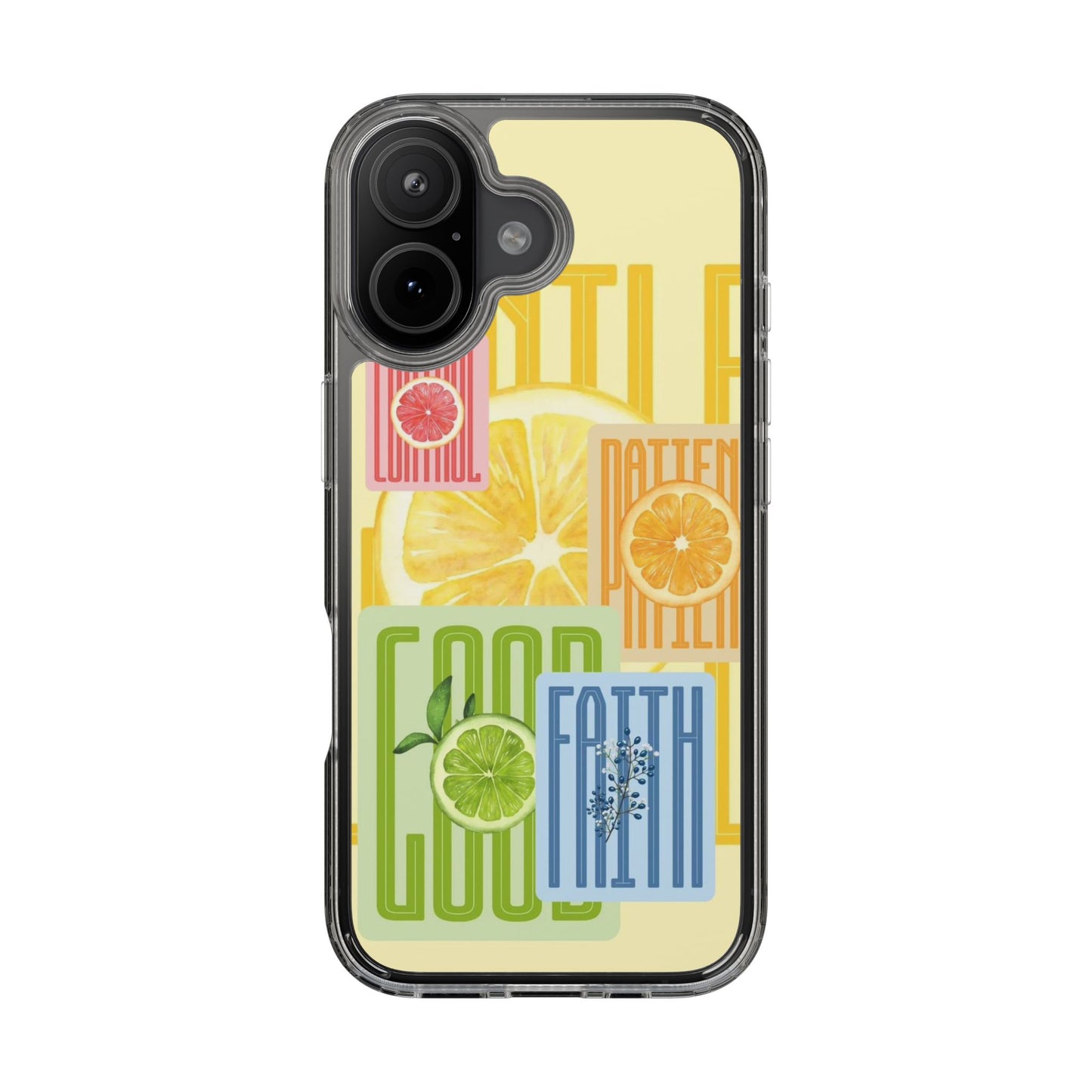 Clear Phone Case — Citrus Fruit Typography "Good Faith" Design
