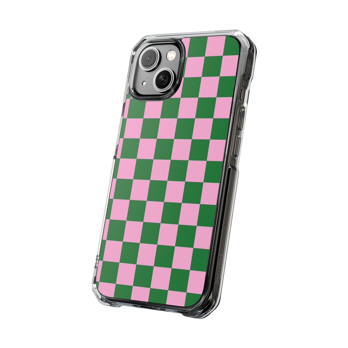 Pink & Green Checkerboard Magnetic Clear Phone Case