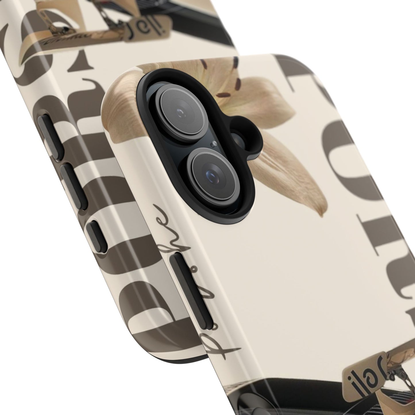 Tough Phone Case — Beige Sports Car Design with 'Tourist' Typography