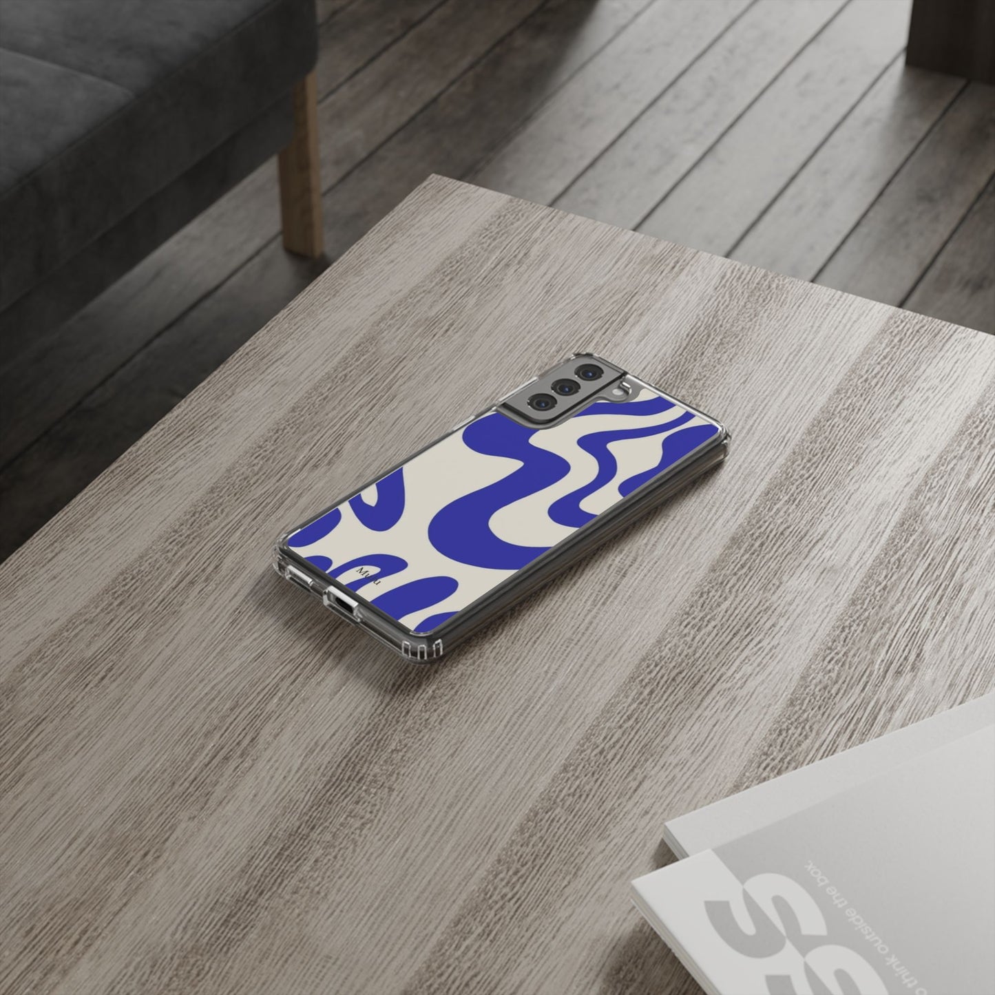 Clear Impact-Resistant Case — Blue Abstract Wavy Pattern