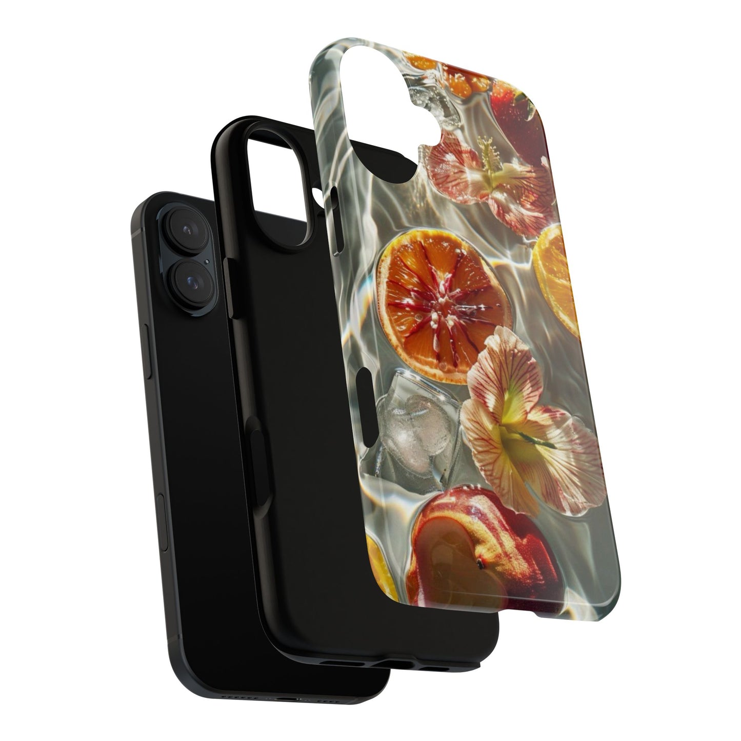 Citrus & Hibiscus Protective Phone Case – Summer Fruit Water Print Tough Case