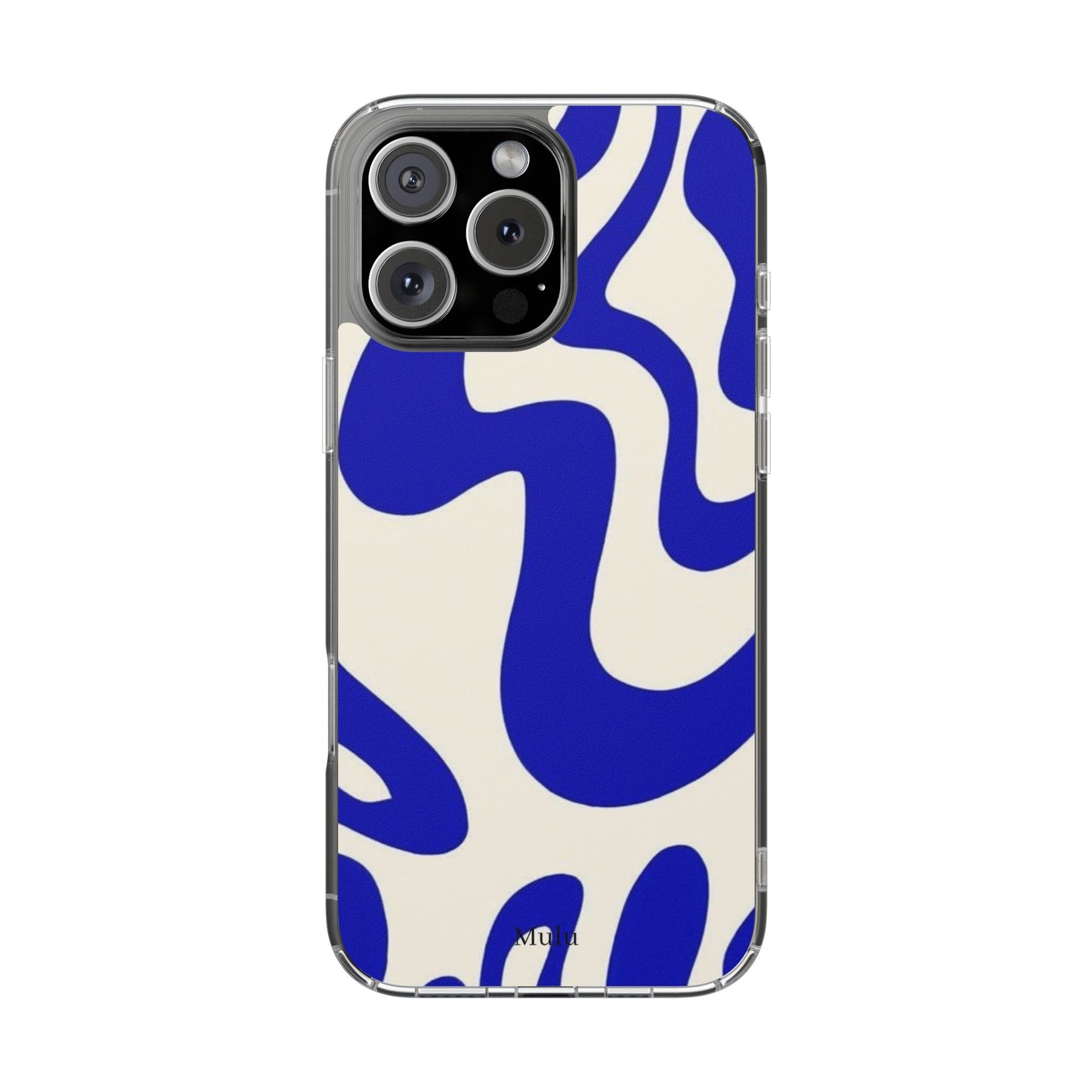 Clear Impact-Resistant Case — Blue Abstract Wavy Pattern