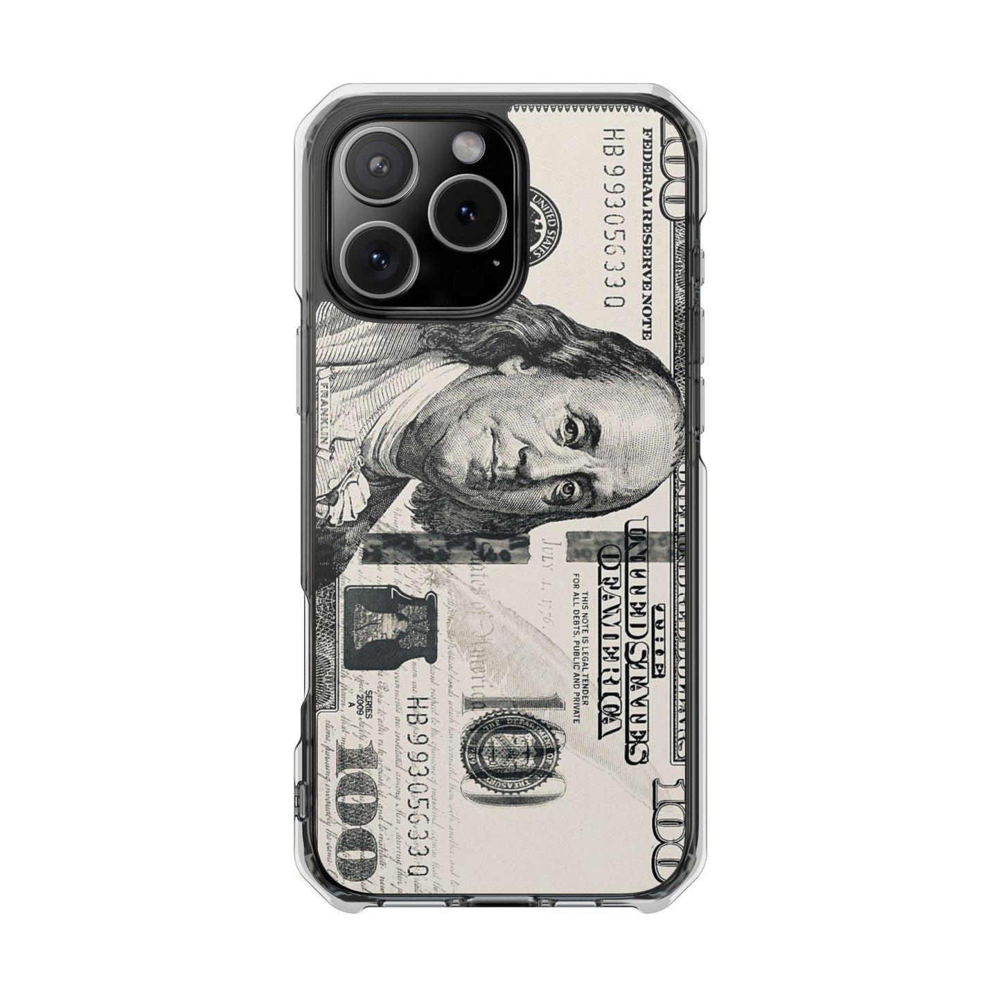 Clear Magnetic Phone Case — Hundred Dollar Bill Design