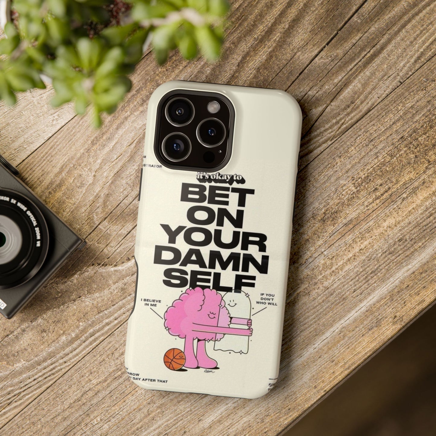 Magnetic Impact-Resistant Case — "Bet On Your Damn Self" Motivational Phone Cover