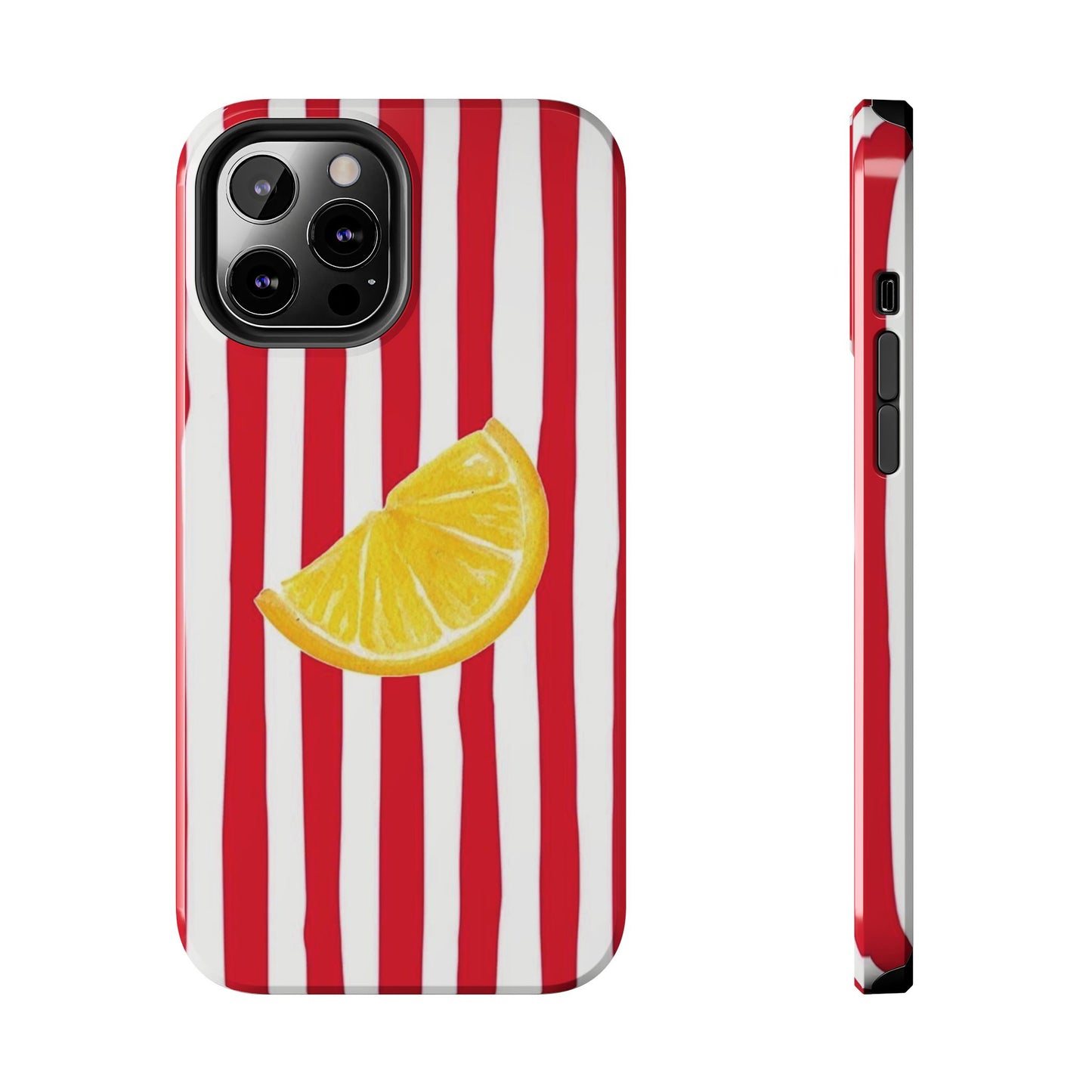 Lemon Slice Red & White Stripe Tough Phone Case