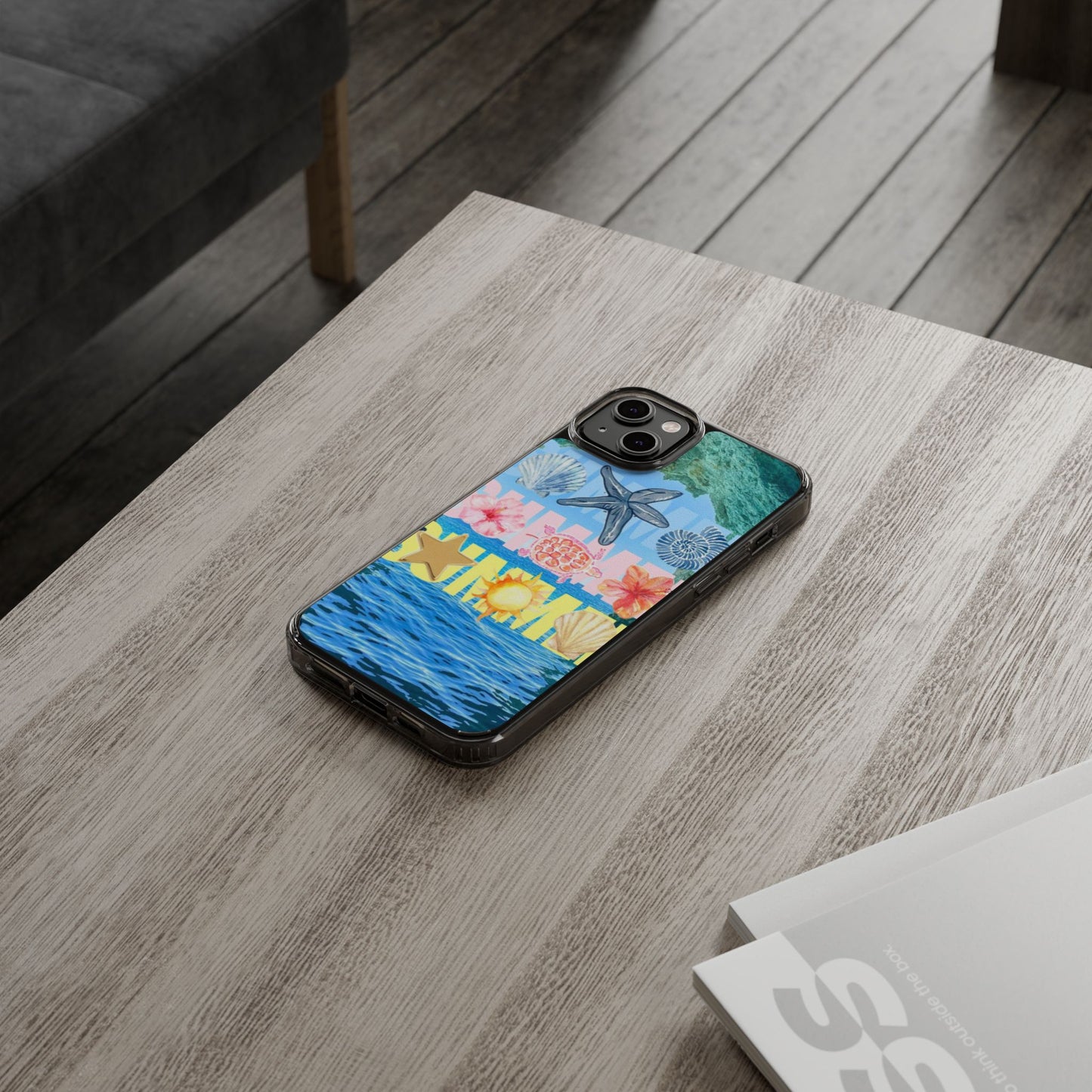 Clear Summer Beach Phone Case — Impact‑Resistant Tropical Design