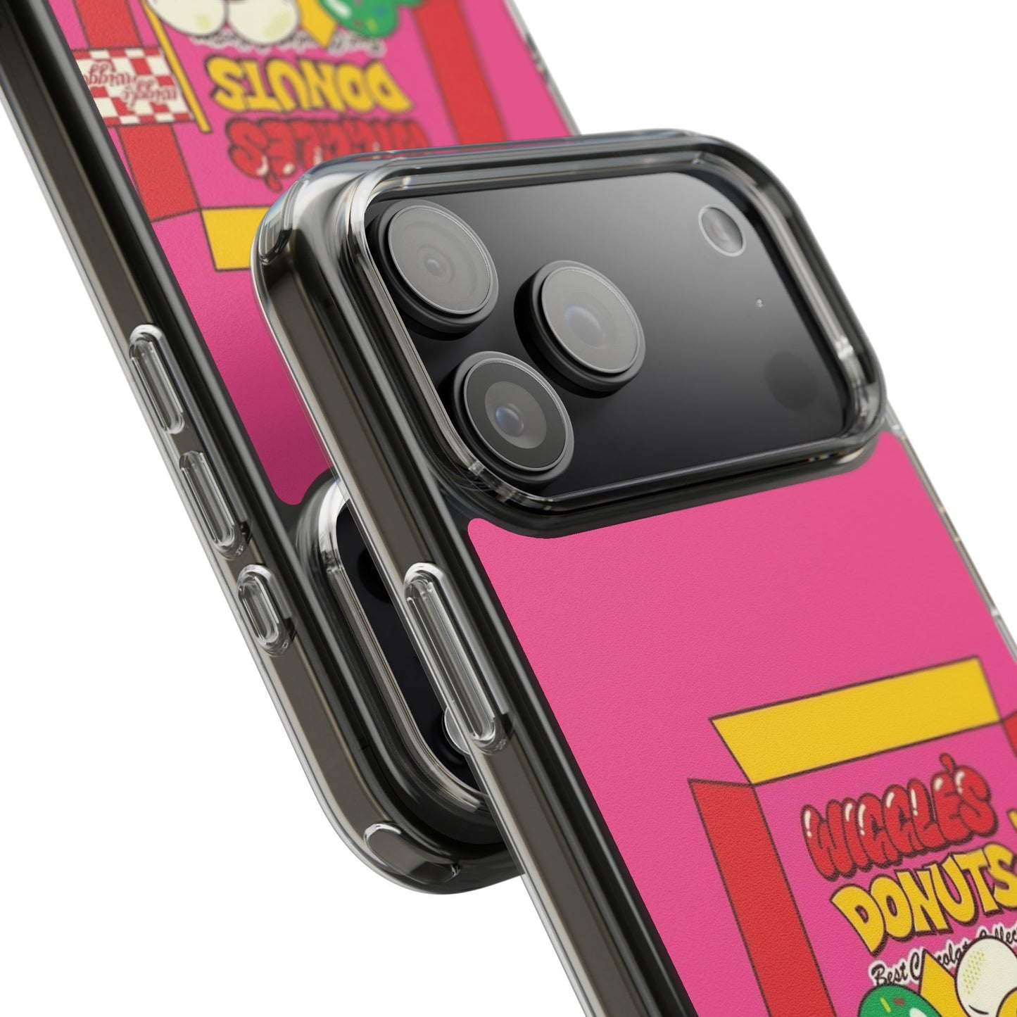 Donut Box Cute Phone Case — Clear Impact‑Resistant iPhone Cover with Smiling Donuts