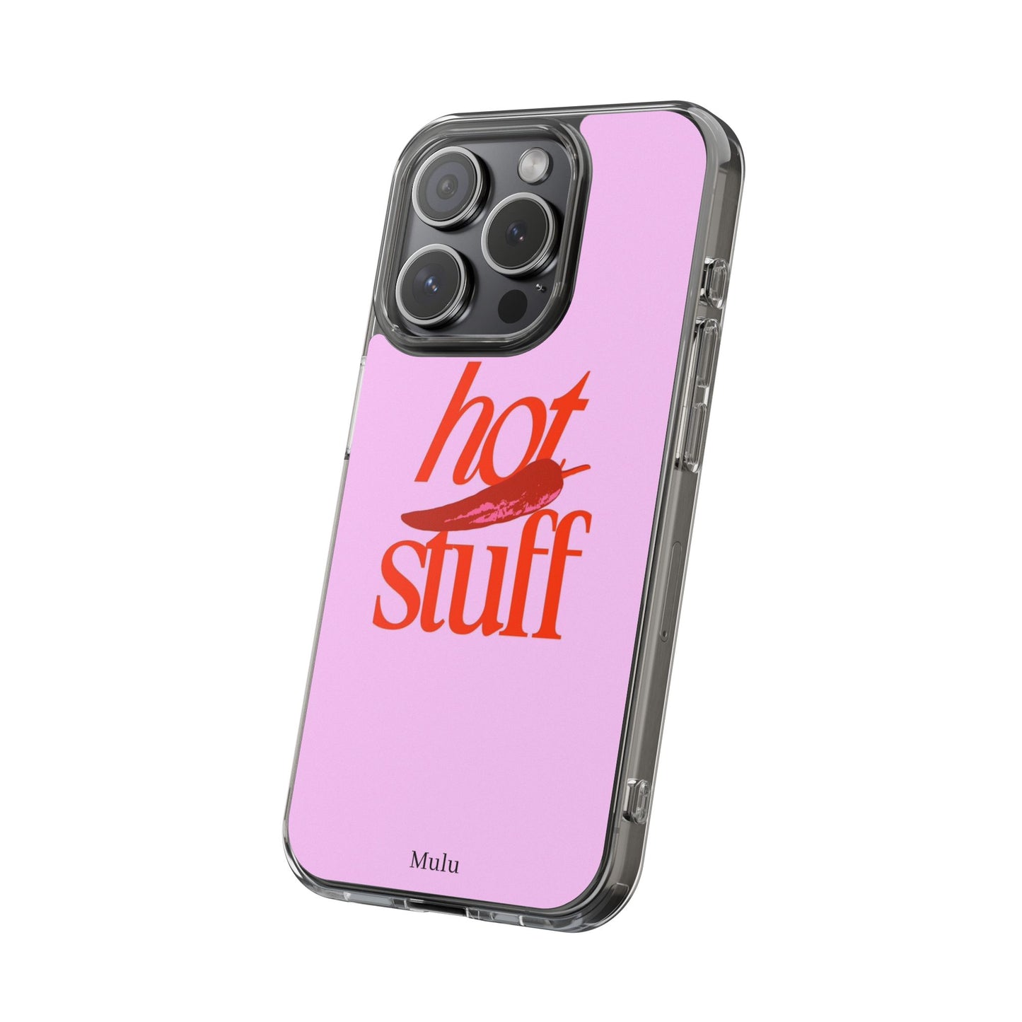 Hot Stuff Clear Impact Phone Case — Pink Retro Typography iPhone Cover