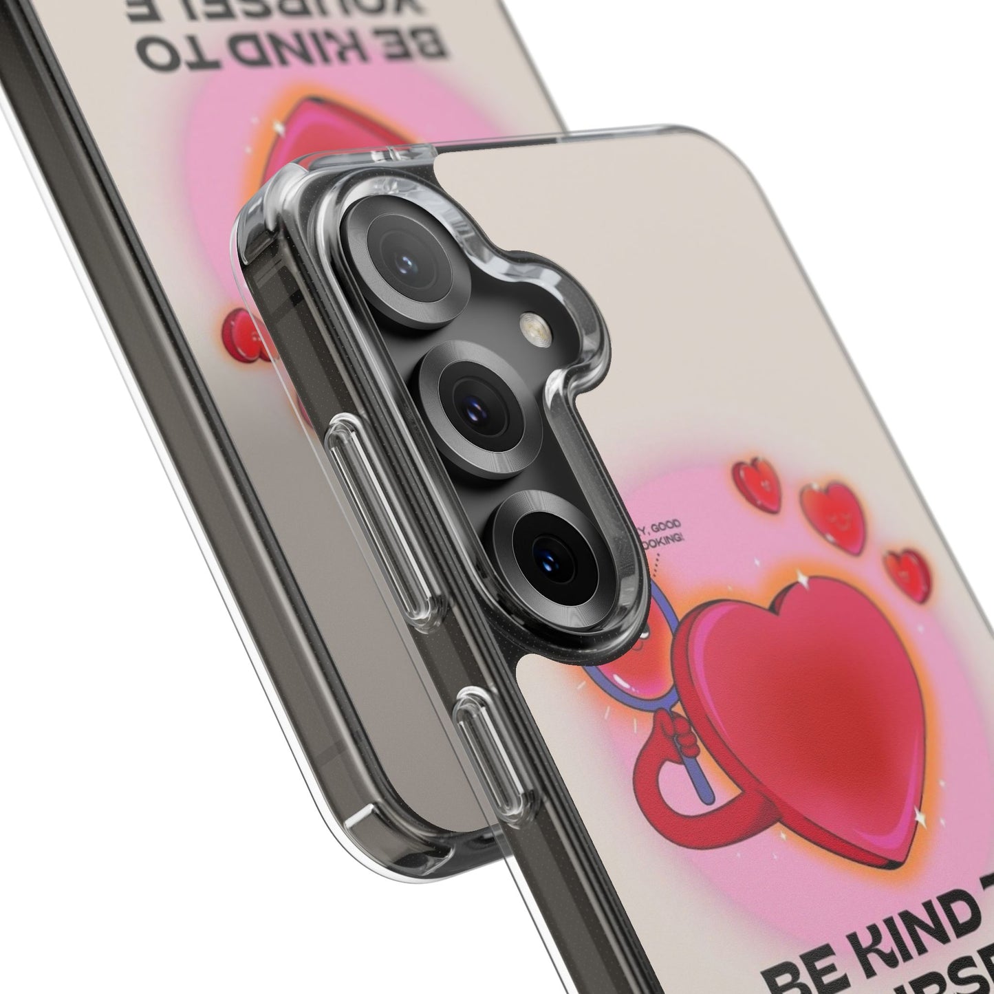 Clear Phone Case — "Be Kind to Yourself" Heart Design