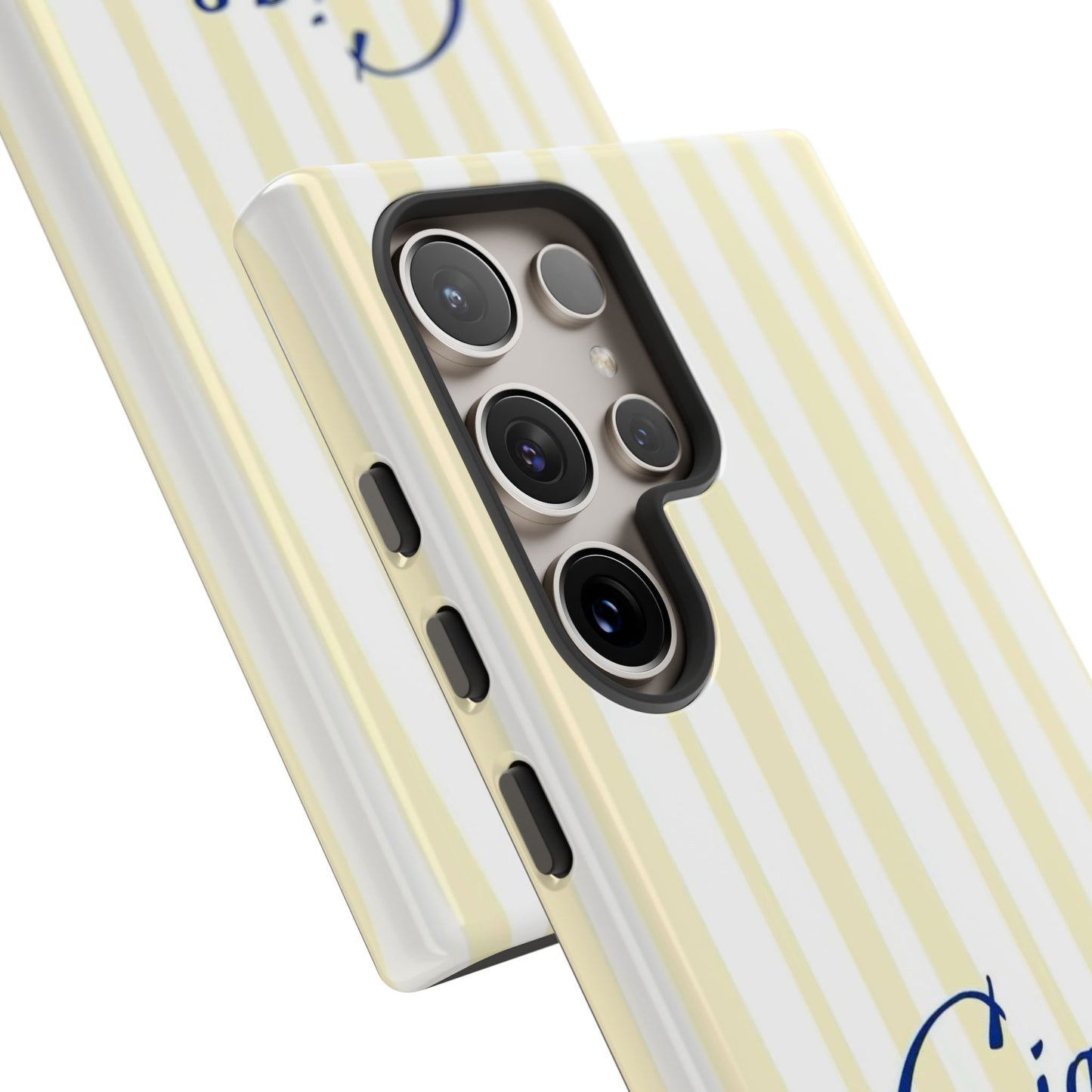Ciao Bella Phone Case – Striped Elegant Italian Script Protective Cover