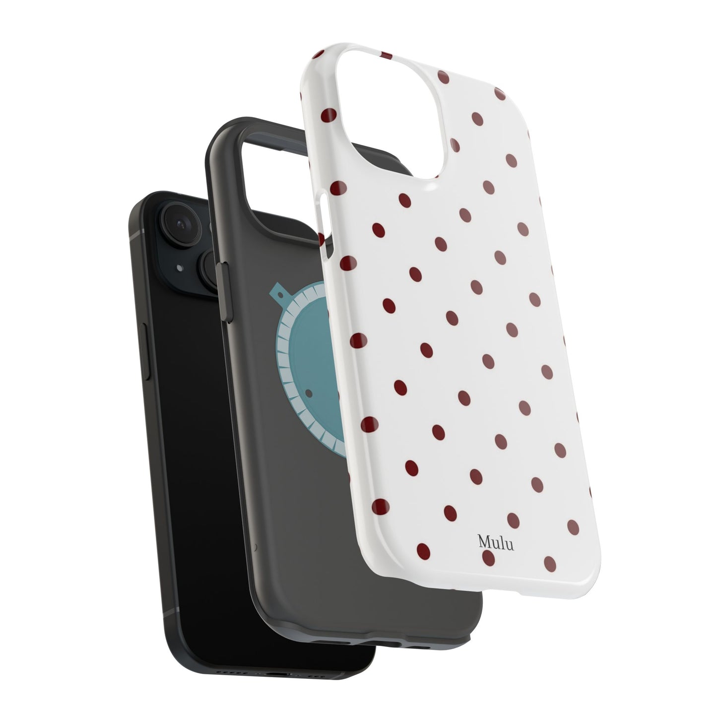 Polka Dot Magnetic Impact-Resistant Phone Case — Red Dots on White