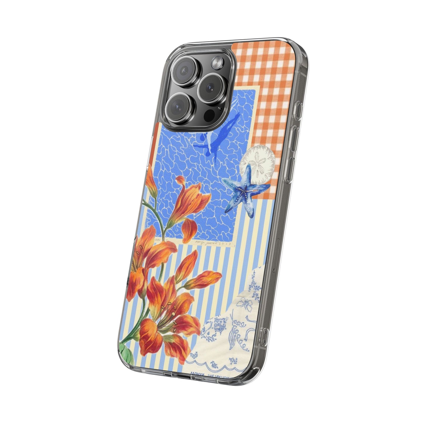 Floral Patchwork Clear Impact-Resistant Phone Case