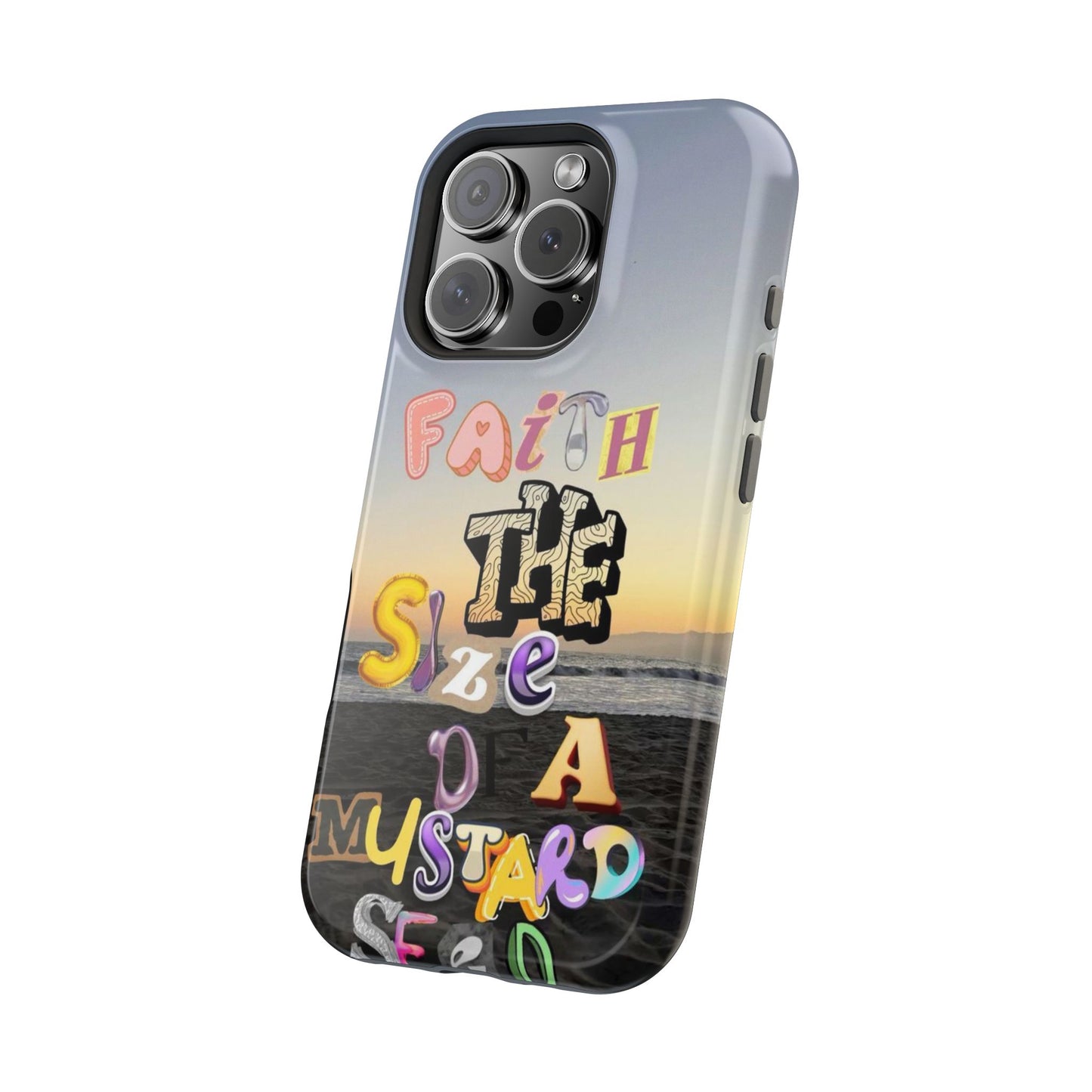 Magnetic Impact-Resistant Phone Case — "Faith the Size of a Mustard Seed" Sunset Design