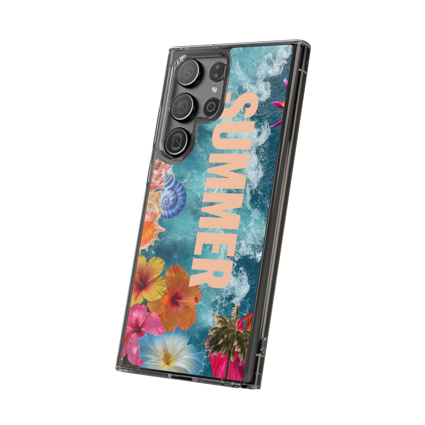 Summer Floral Clear Impact Phone Case — "SUMMER" Tropical Hibiscus Design