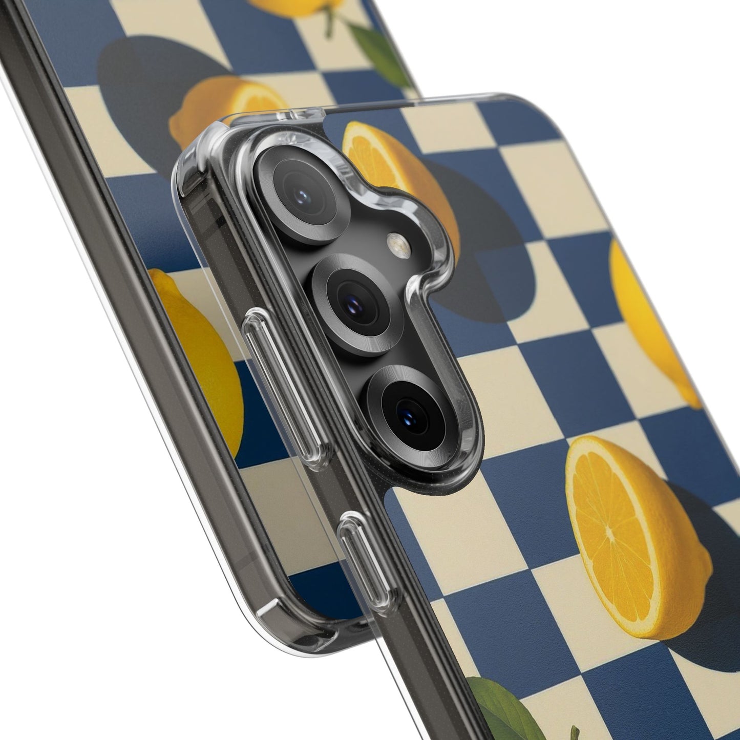 Clear Impact-Resistant Case — Retro Checkered Lemons Phone Case
