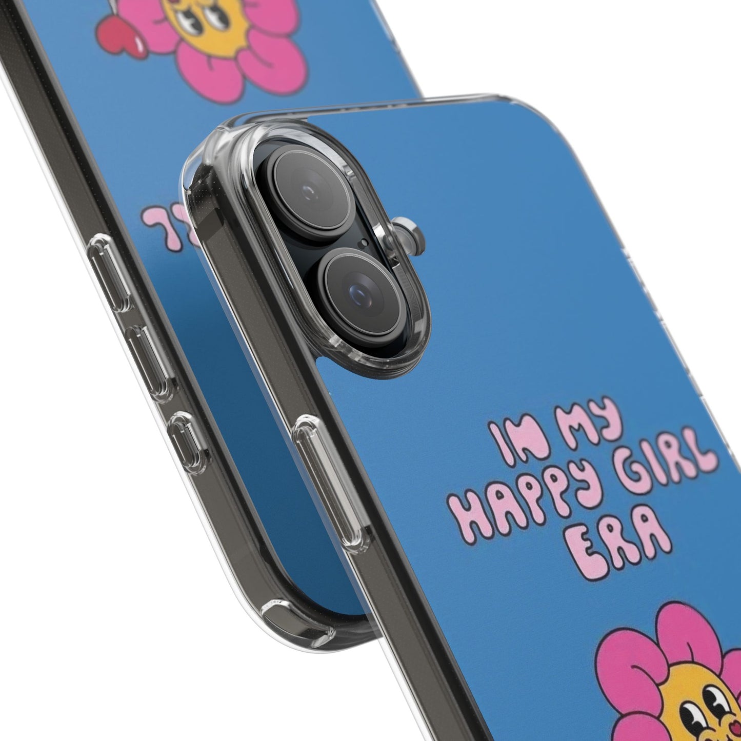 Clear Impact-Resistant Phone Case — “I’m My Happy Girl Era” Cute Flower Design