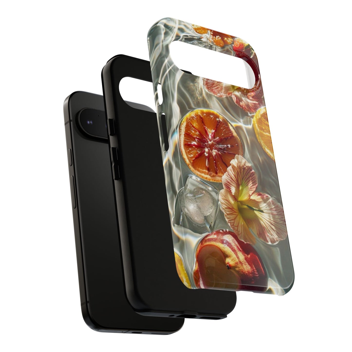Citrus & Hibiscus Protective Phone Case – Summer Fruit Water Print Tough Case