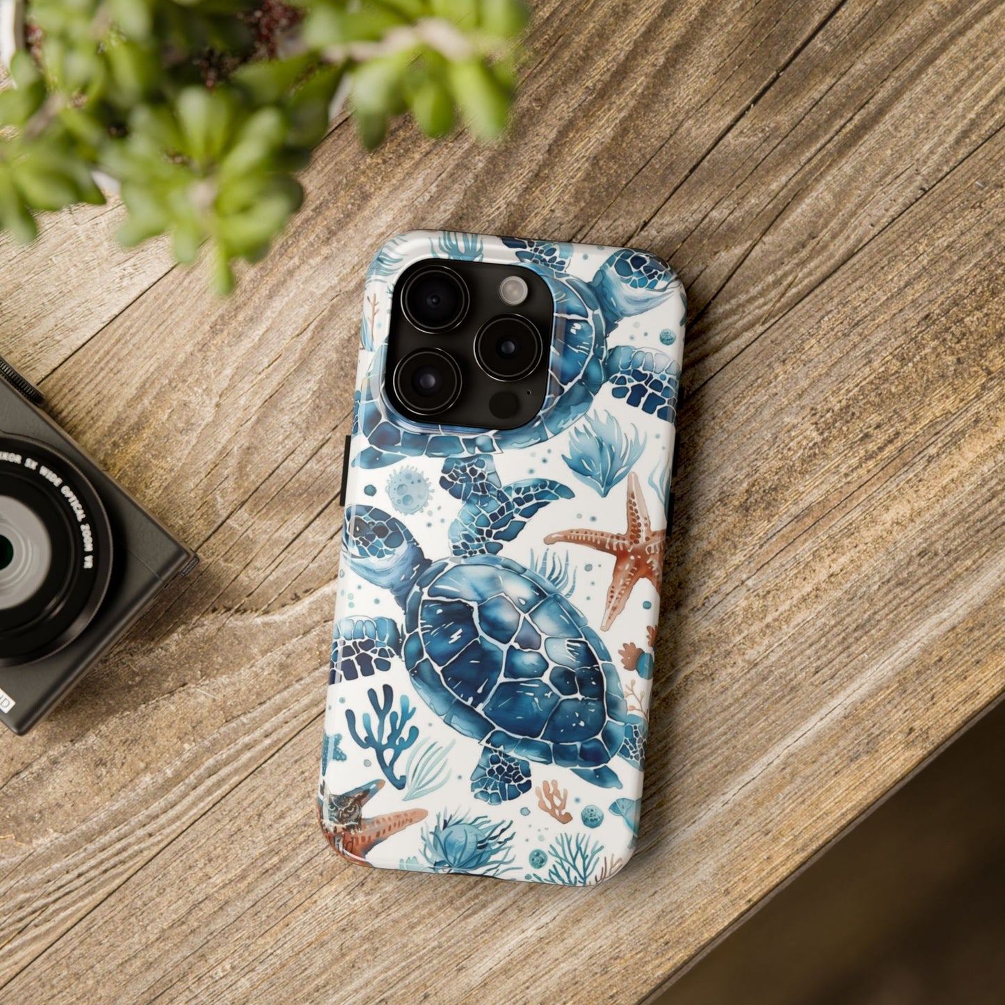 Sea Turtle Tough Phone Case — Blue Ocean Marine Life Protective Cover