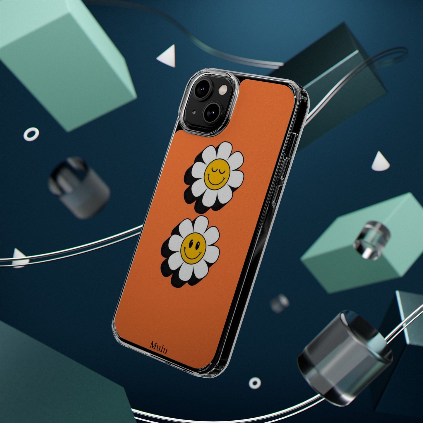 Phone Case — Orange Smiley Daisy Clear Impact‑Resistant Case