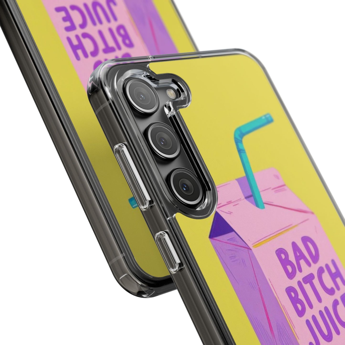 Clear Impact-Resistant Phone Case — "Bad Bitch Juice" Cartoon Juice Box Design
