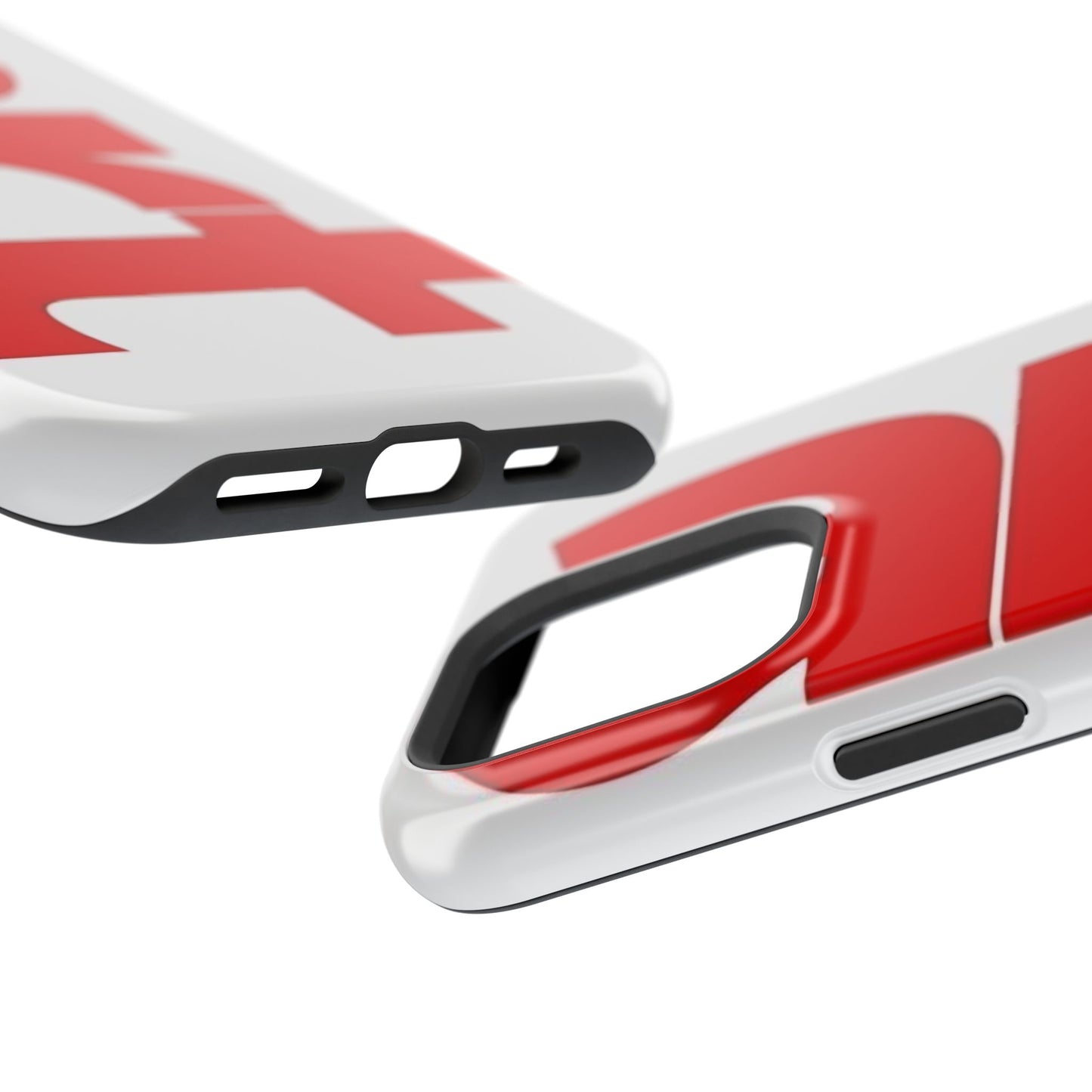 Magnetic Impact-Resistant Phone Case — Bold Red Typographic Design