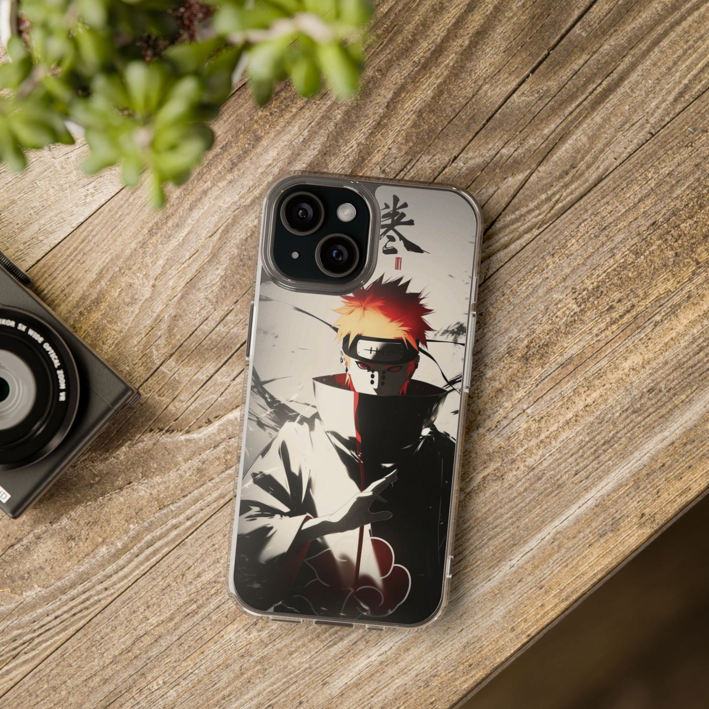 Clear Impact-Resistant Phone Case — Anime Akatsuki Shadow Design