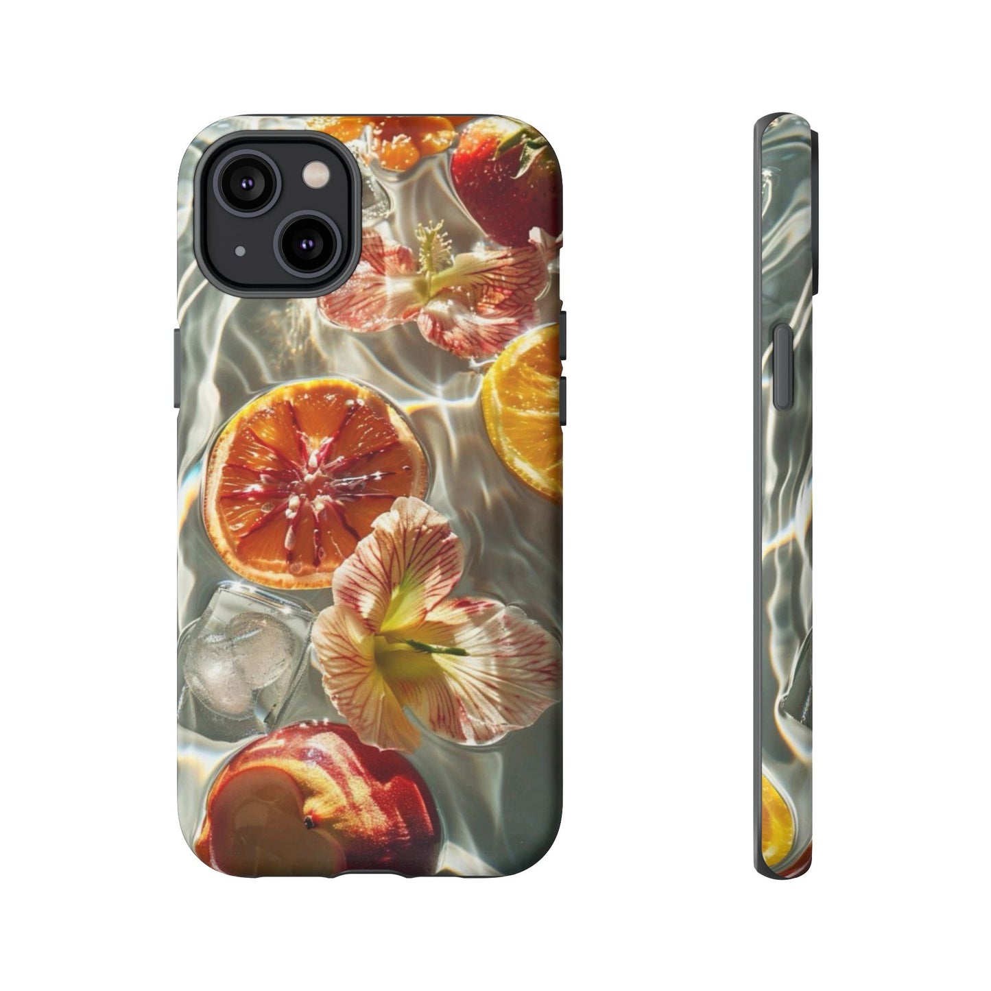 Citrus & Hibiscus Protective Phone Case – Summer Fruit Water Print Tough Case
