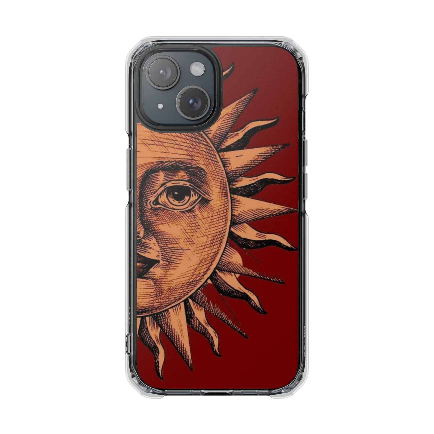 Vintage Sun Illustration Magnetic Clear Impact Phone Case