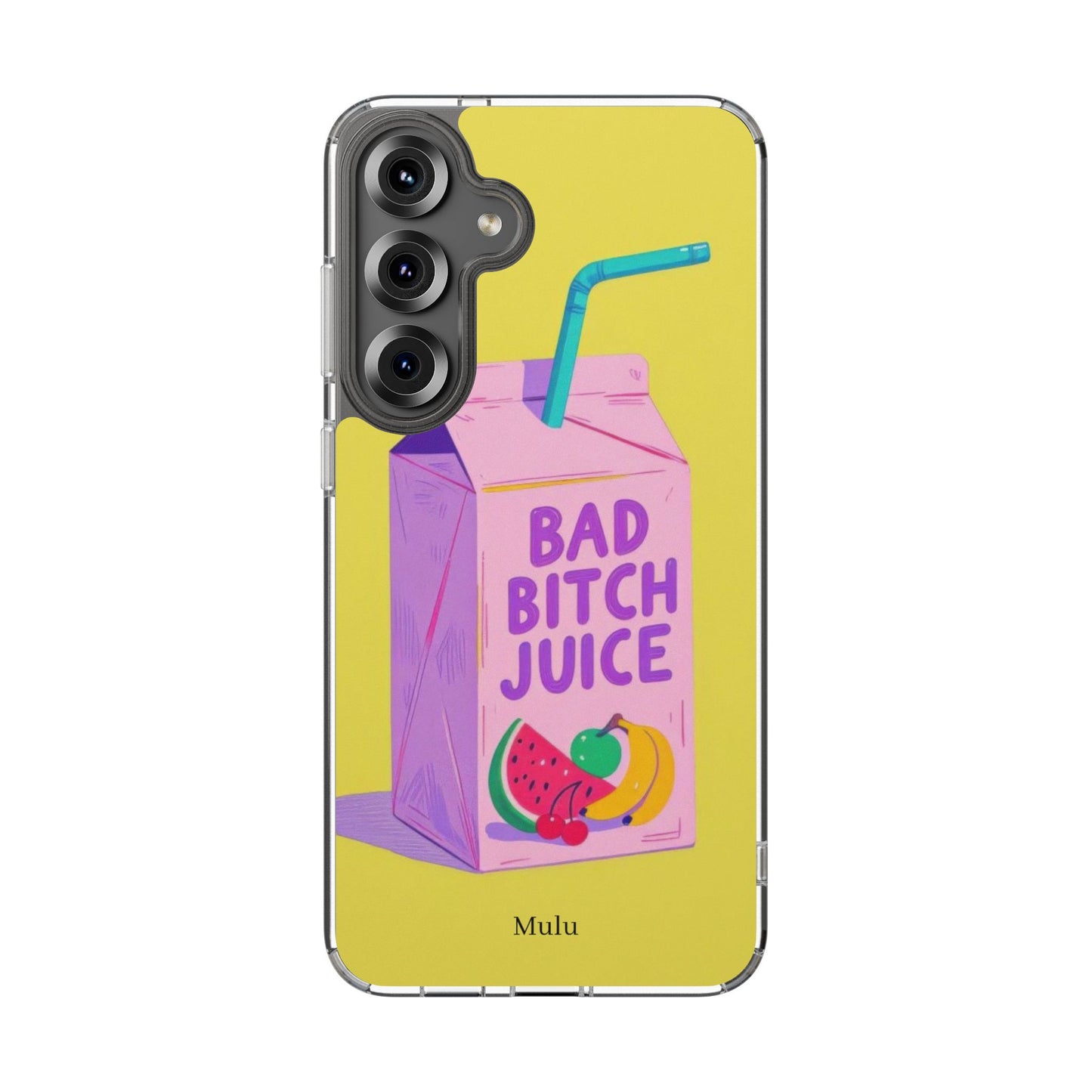 Clear Impact-Resistant Phone Case — "Bad Bitch Juice" Cartoon Juice Box Design